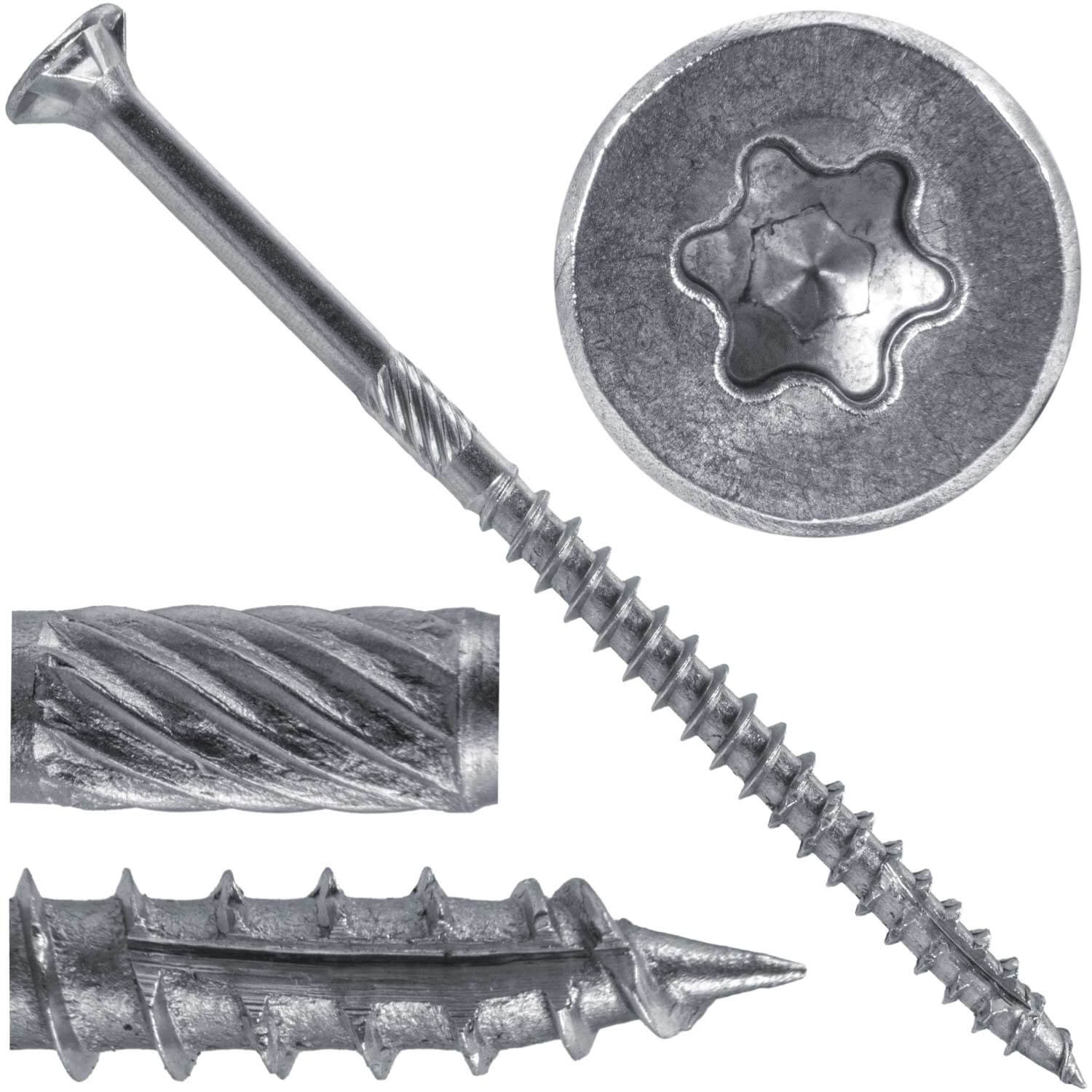 #10 Silver Star Stainless Steel Wood Screw Torx/Star Drive Head - 300 Series Stainless Steel Torx/Star Drive Wood Screws - Image 3