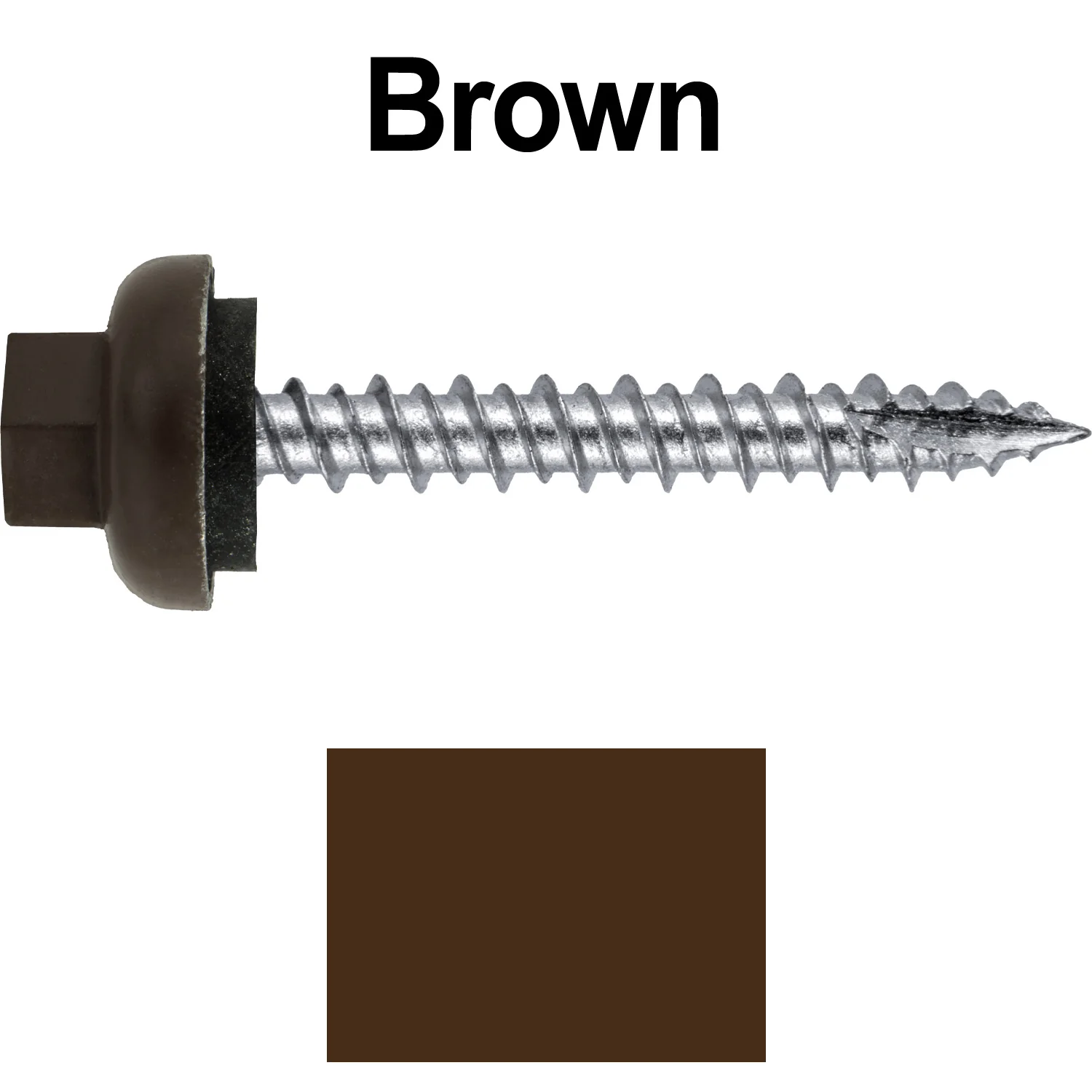 10 X 1-1/2" HI-LO Zinc Aluminum Cap Metal Roofing Screws - Hex Washer Head - Self starting/self tapping - EPDM washer. Colored head. - Image 60