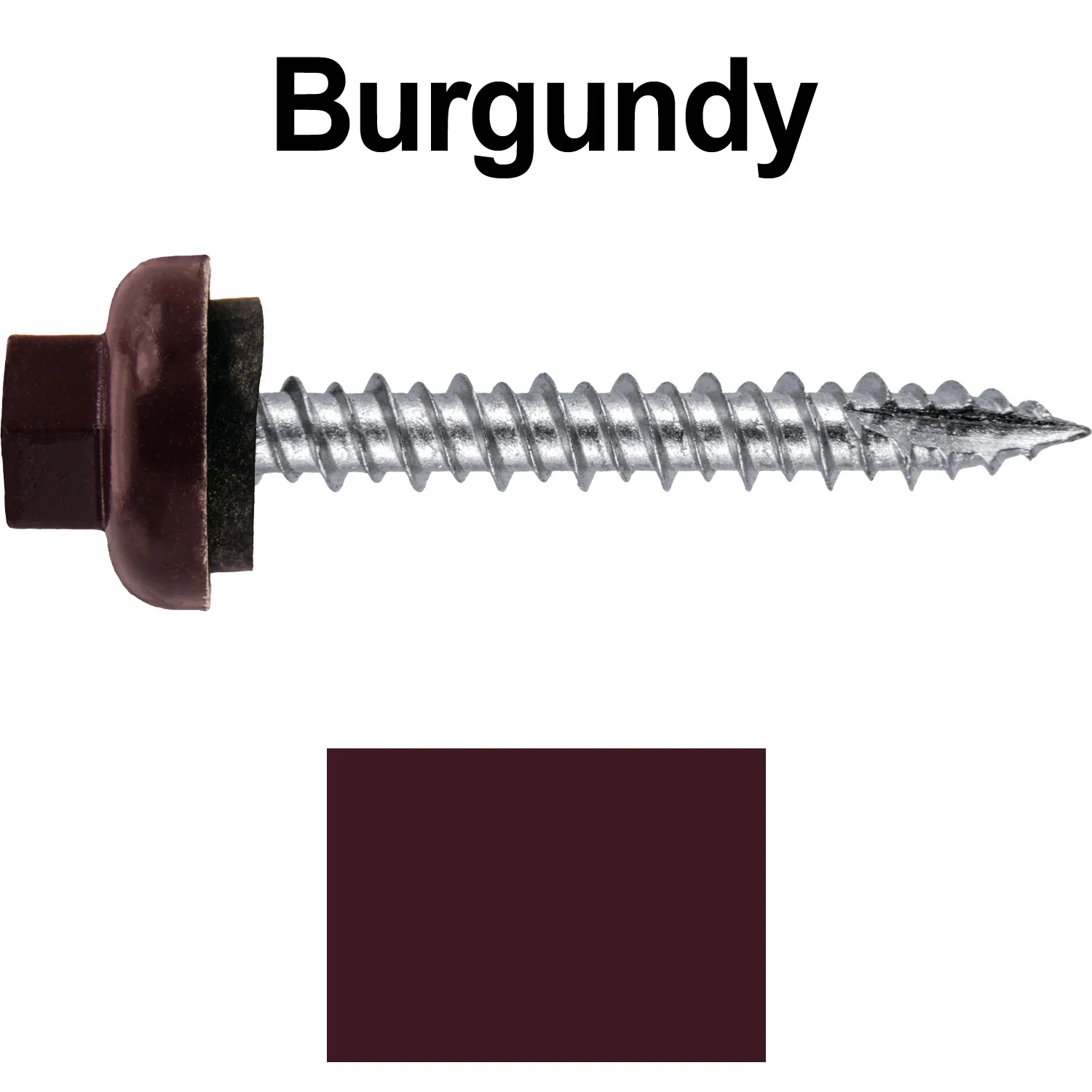 10 X 1-1/2" HI-LO Zinc Aluminum Cap Metal Roofing Screws - Hex Washer Head - Self starting/self tapping - EPDM washer. Colored head. - Image 64