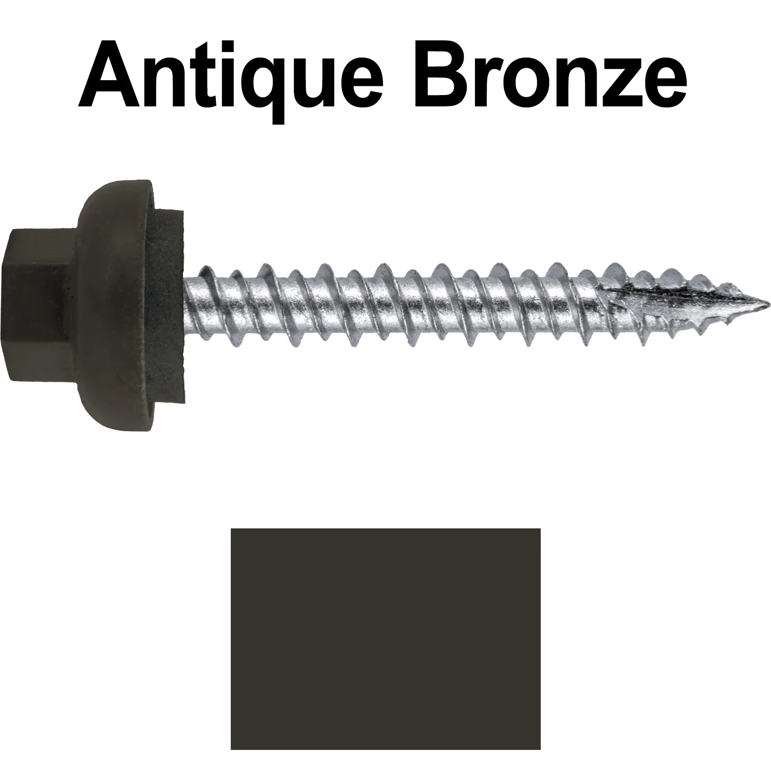 10 X 1-1/2" HI-LO Zinc Aluminum Cap Metal Roofing Screws - Hex Washer Head - Self starting/self tapping - EPDM washer. Colored head. - Image 7