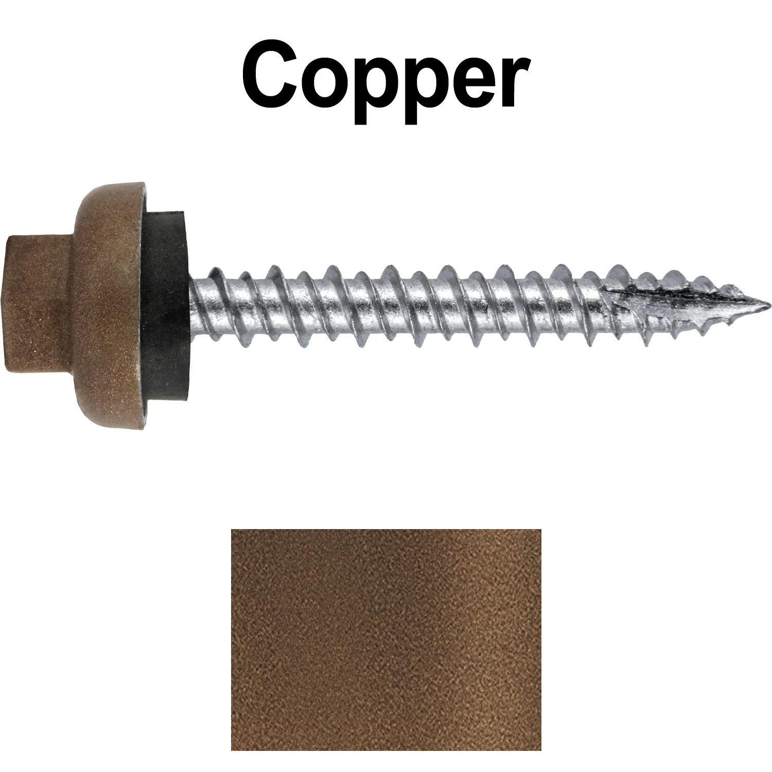 10 X 1-1/2" HI-LO Zinc Aluminum Cap Metal Roofing Screws - Hex Washer Head - Self starting/self tapping - EPDM washer. Colored head. - Image 71