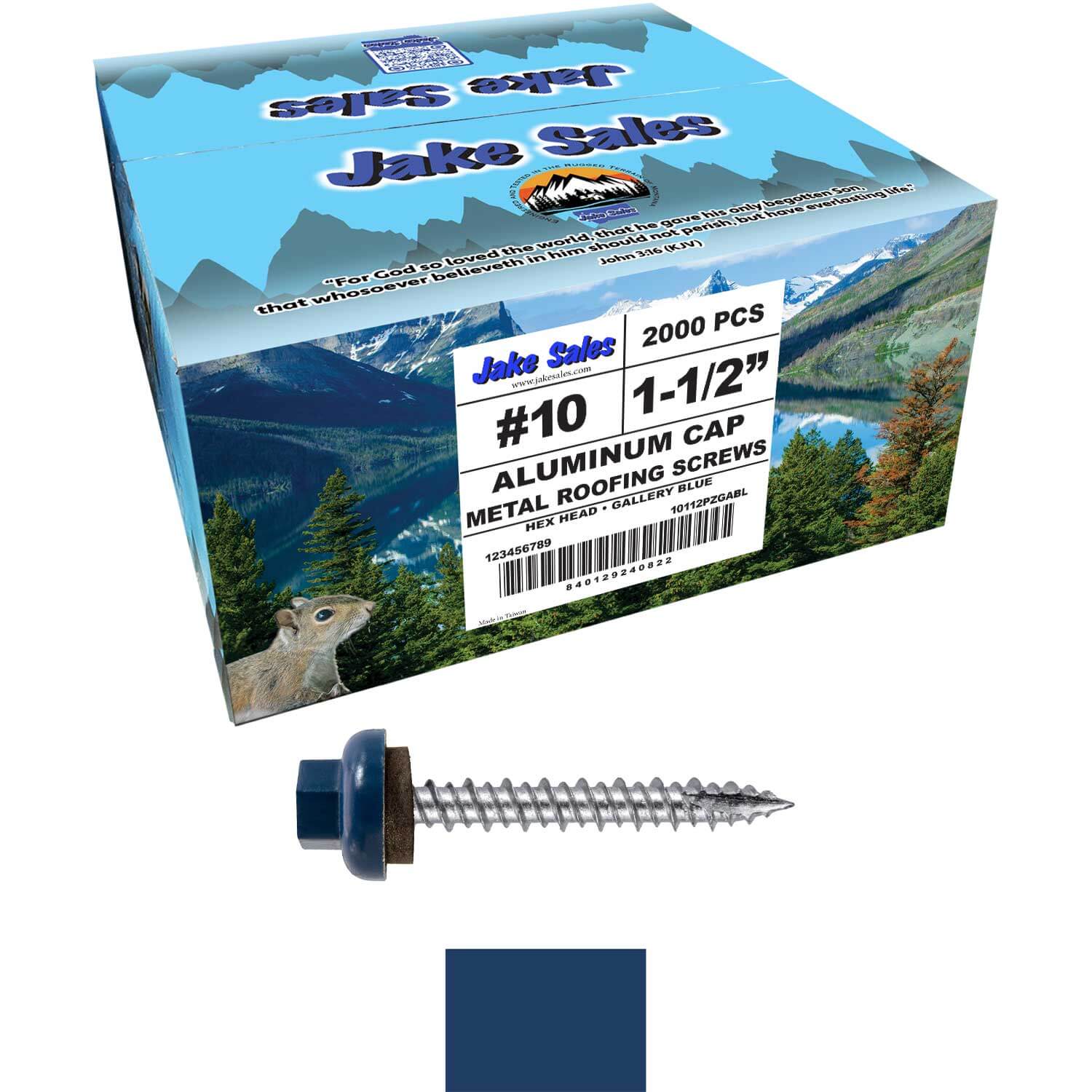 10 X 1-1/2" HI-LO Zinc Aluminum Cap Metal Roofing Screws - Hex Washer Head - Self starting/self tapping - EPDM washer. Colored head. - Image 87