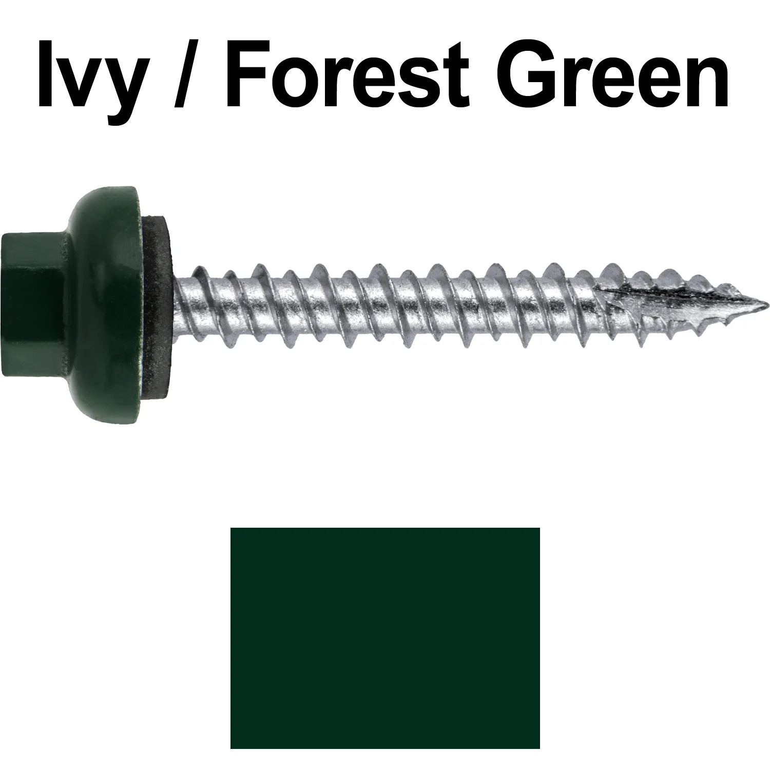 10 X 1-1/2" HI-LO Zinc Aluminum Cap Metal Roofing Screws - Hex Washer Head - Self starting/self tapping - EPDM washer. Colored head. - Image 97