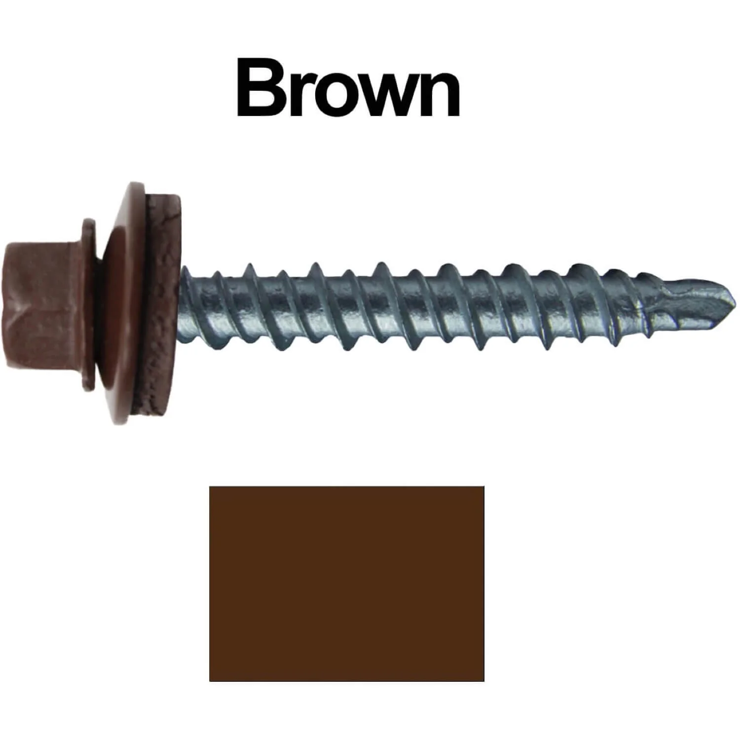 #10 x 1-1/2" Mini Driller Sheet Metal Roofing Screw - Hex Washer Head -  Self starting metal to wood siding screws. EPDM washer. Colored head. - Image 10