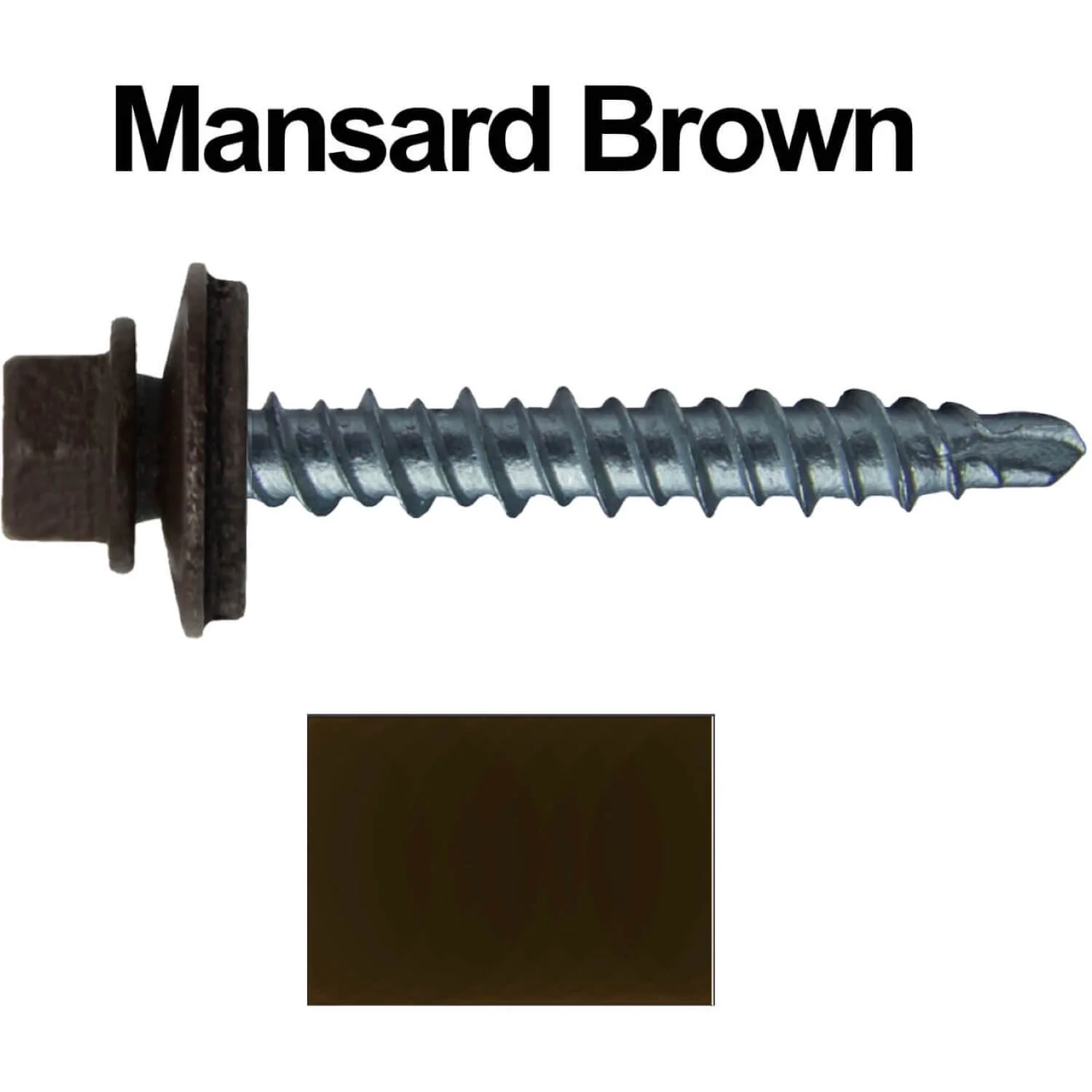 #10 x 1-1/2" Mini Driller Sheet Metal Roofing Screw - Hex Washer Head -  Self starting metal to wood siding screws. EPDM washer. Colored head. - Image 105