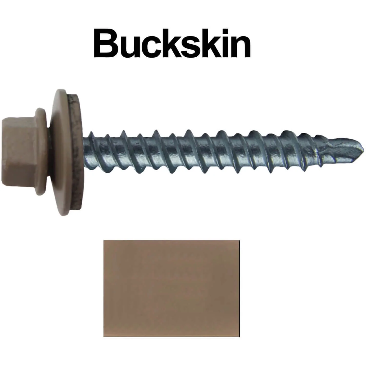 #10 x 1-1/2" Mini Driller Sheet Metal Roofing Screw - Hex Washer Head -  Self starting metal to wood siding screws. EPDM washer. Colored head. - Image 11