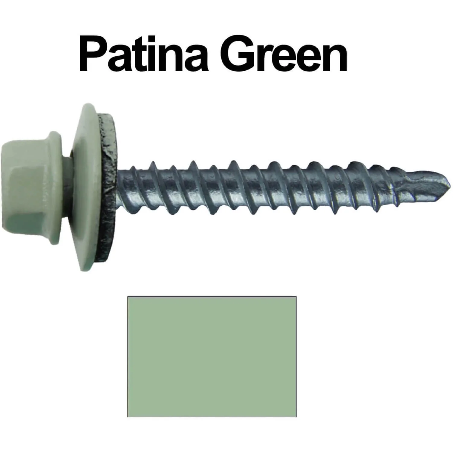 #10 x 1-1/2" Mini Driller Sheet Metal Roofing Screw - Hex Washer Head -  Self starting metal to wood siding screws. EPDM washer. Colored head. - Image 111