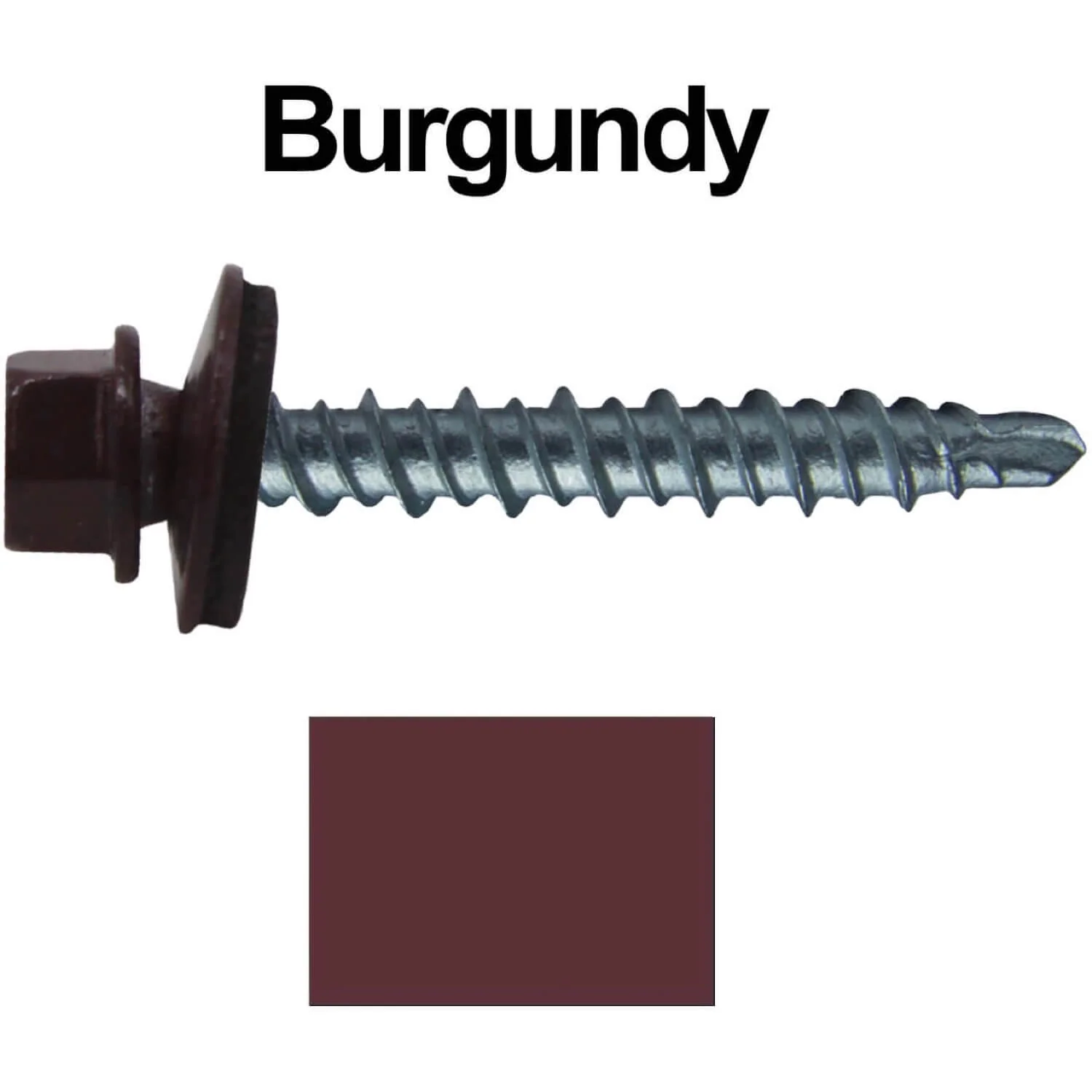 #10 x 1-1/2" Mini Driller Sheet Metal Roofing Screw - Hex Washer Head -  Self starting metal to wood siding screws. EPDM washer. Colored head. - Image 12