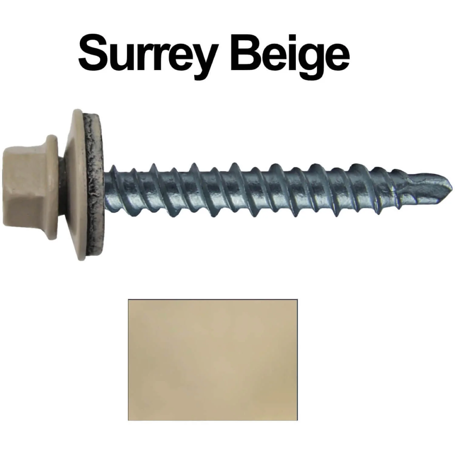 #10 x 1-1/2" Mini Driller Sheet Metal Roofing Screw - Hex Washer Head -  Self starting metal to wood siding screws. EPDM washer. Colored head. - Image 122