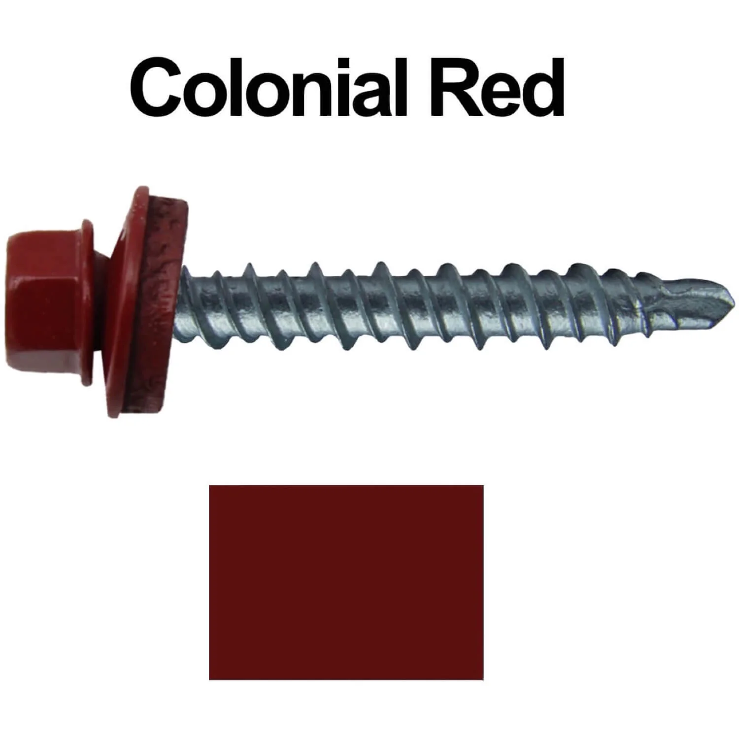 #10 x 1-1/2" Mini Driller Sheet Metal Roofing Screw - Hex Washer Head -  Self starting metal to wood siding screws. EPDM washer. Colored head. - Image 14
