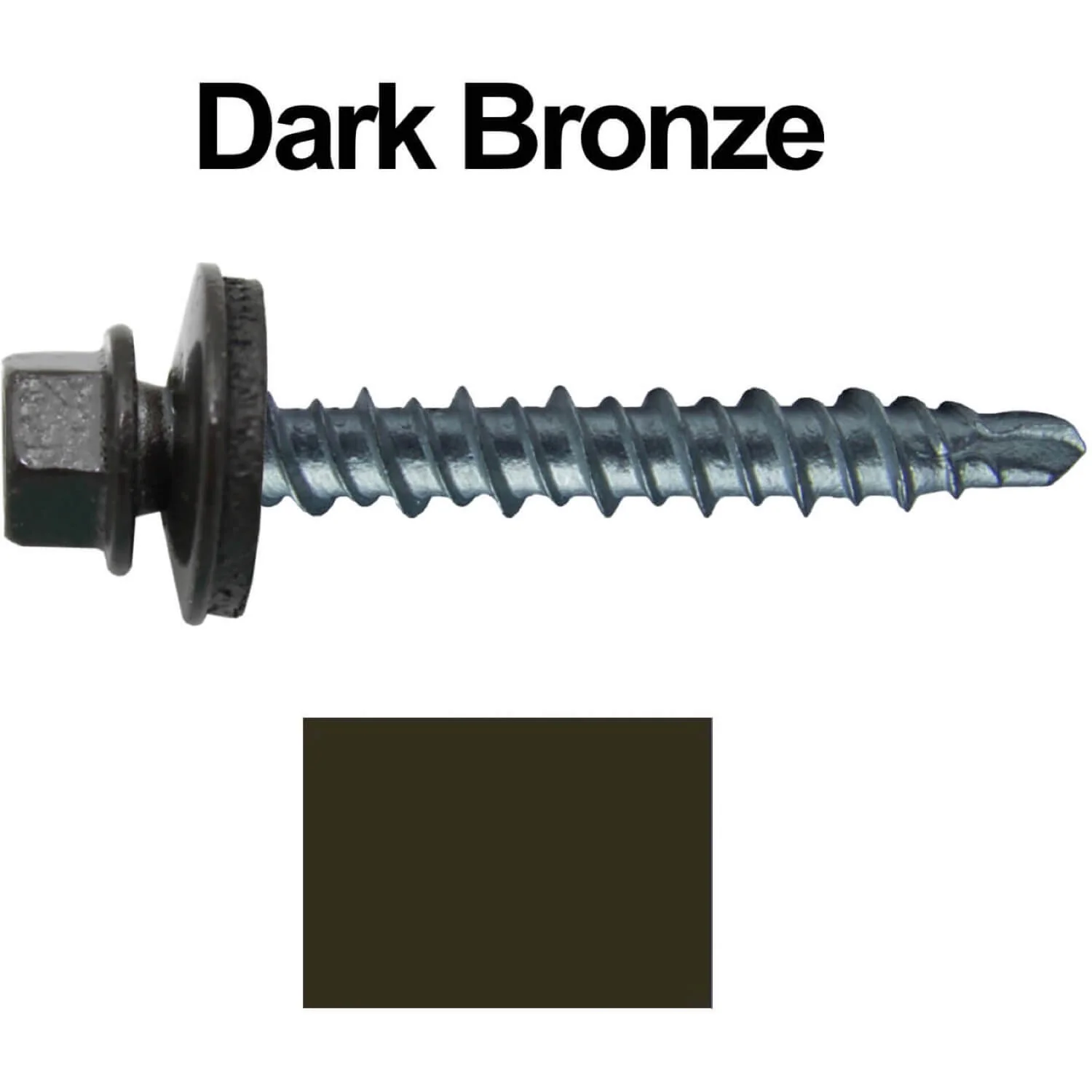 #10 x 1-1/2" Mini Driller Sheet Metal Roofing Screw - Hex Washer Head -  Self starting metal to wood siding screws. EPDM washer. Colored head. - Image 18