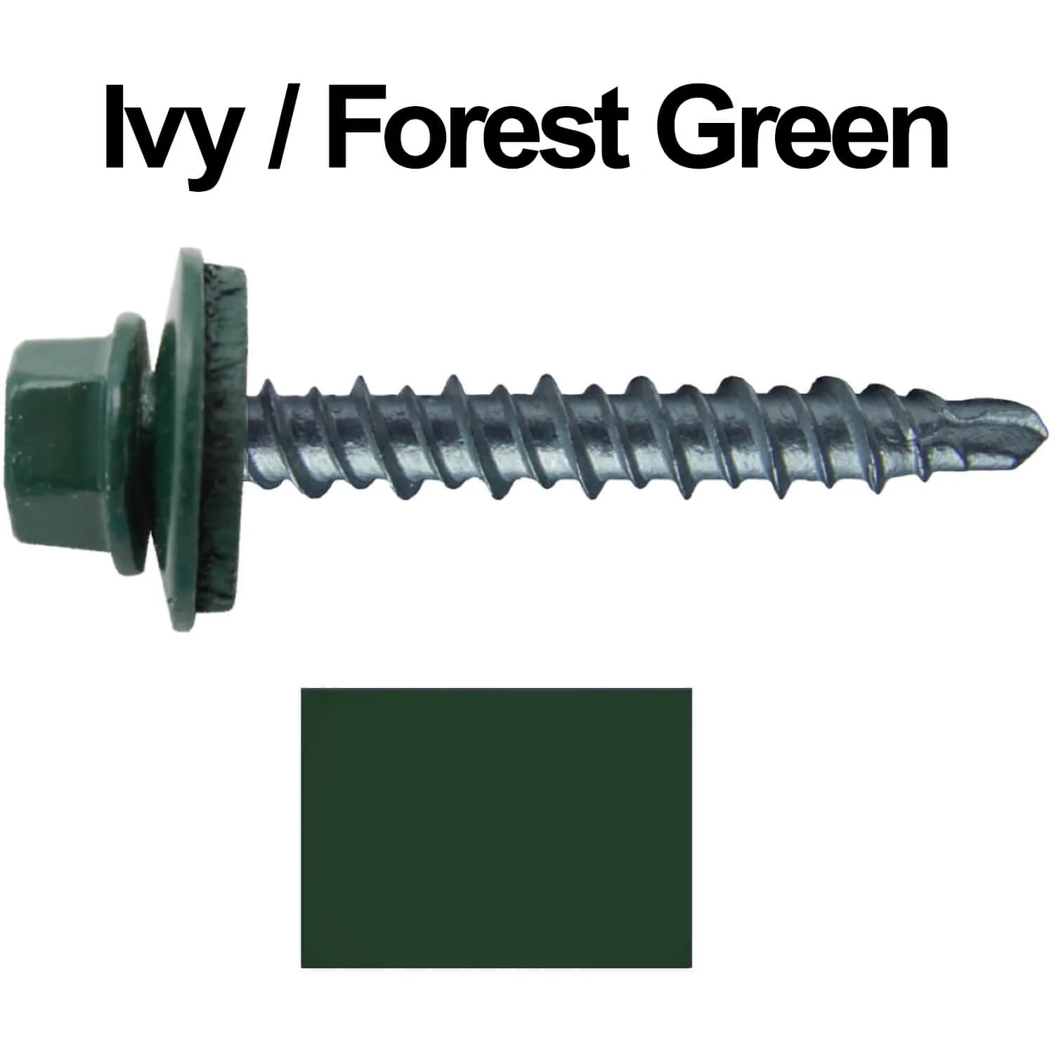 #10 x 1-1/2" Mini Driller Sheet Metal Roofing Screw - Hex Washer Head -  Self starting metal to wood siding screws. EPDM washer. Colored head. - Image 21