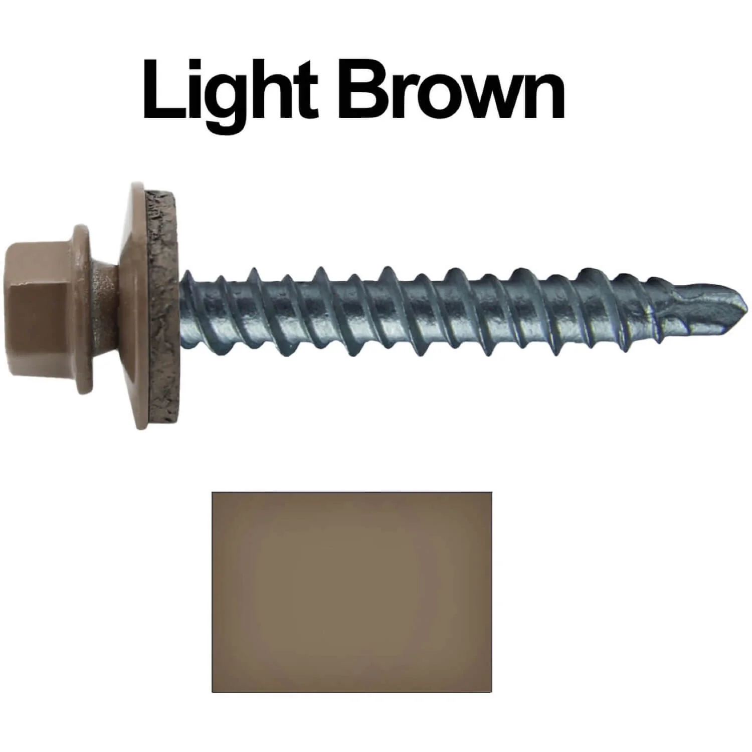 #10 x 1-1/2" Mini Driller Sheet Metal Roofing Screw - Hex Washer Head -  Self starting metal to wood siding screws. EPDM washer. Colored head. - Image 24