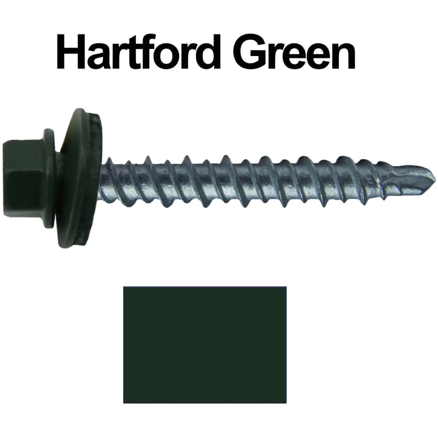 #10 x 1-1/2" Mini Driller Sheet Metal Roofing Screw - Hex Washer Head -  Self starting metal to wood siding screws. EPDM washer. Colored head. - Image 25