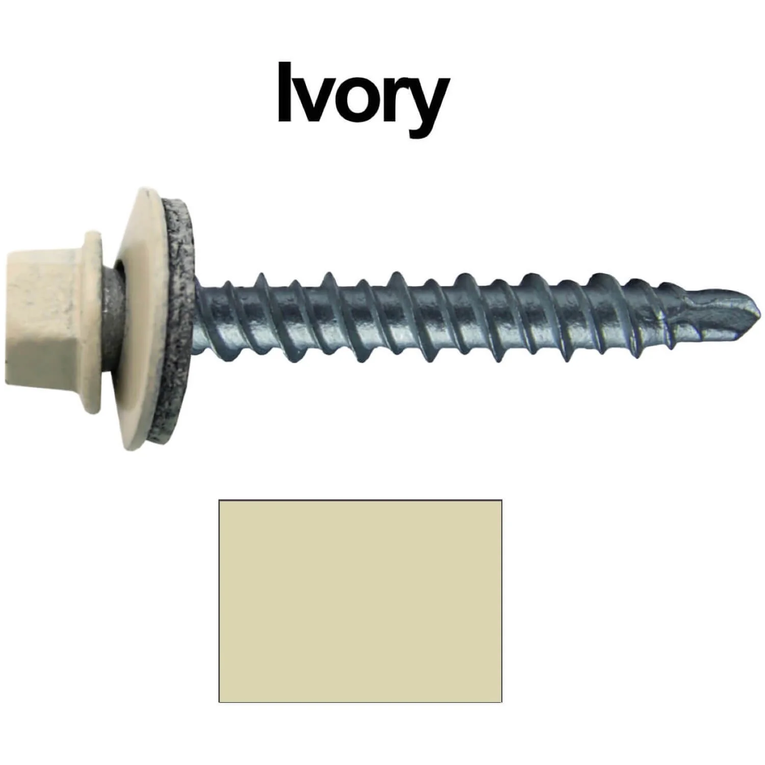 #10 x 1-1/2" Mini Driller Sheet Metal Roofing Screw - Hex Washer Head -  Self starting metal to wood siding screws. EPDM washer. Colored head. - Image 28