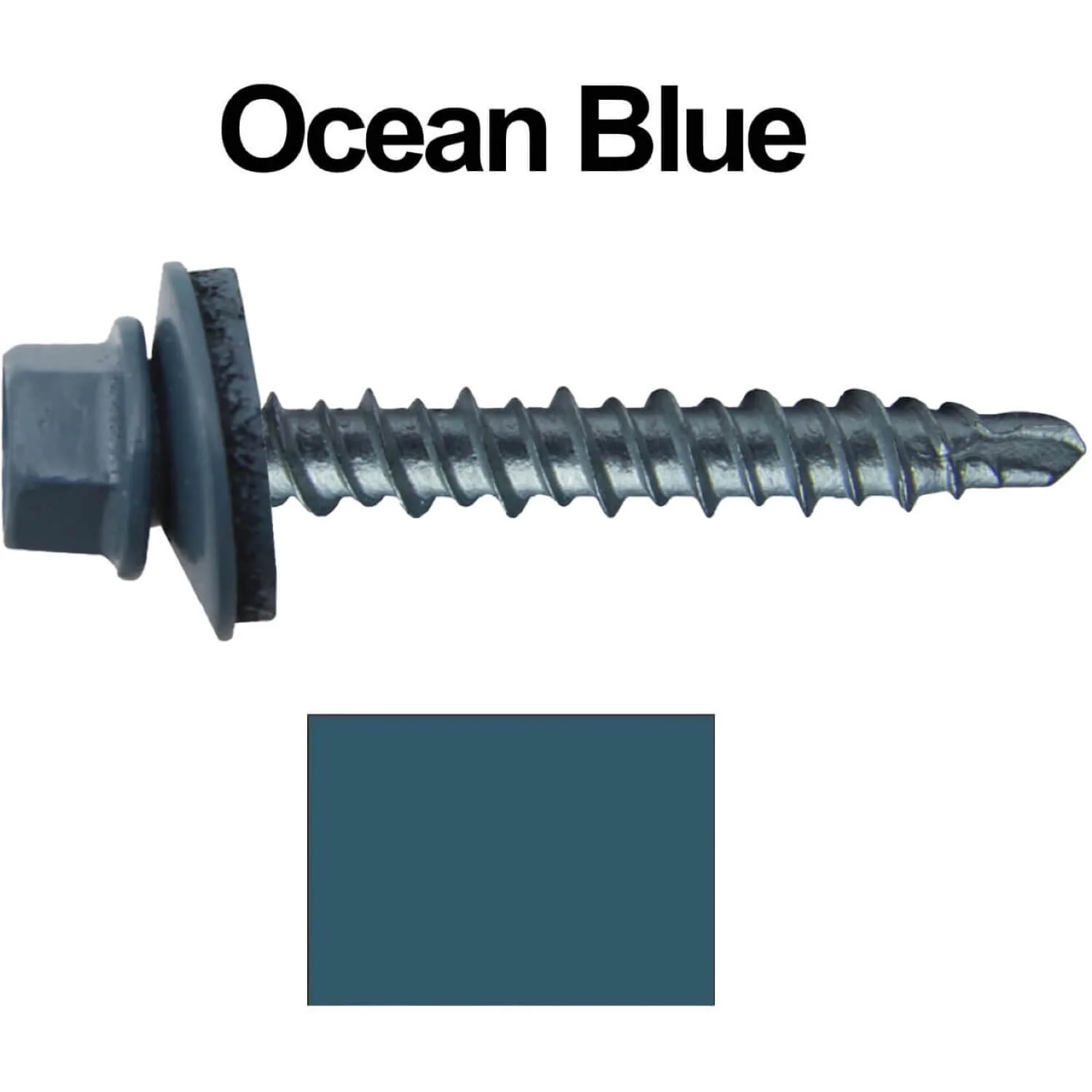 #10 x 1-1/2" Mini Driller Sheet Metal Roofing Screw - Hex Washer Head -  Self starting metal to wood siding screws. EPDM washer. Colored head. - Image 33
