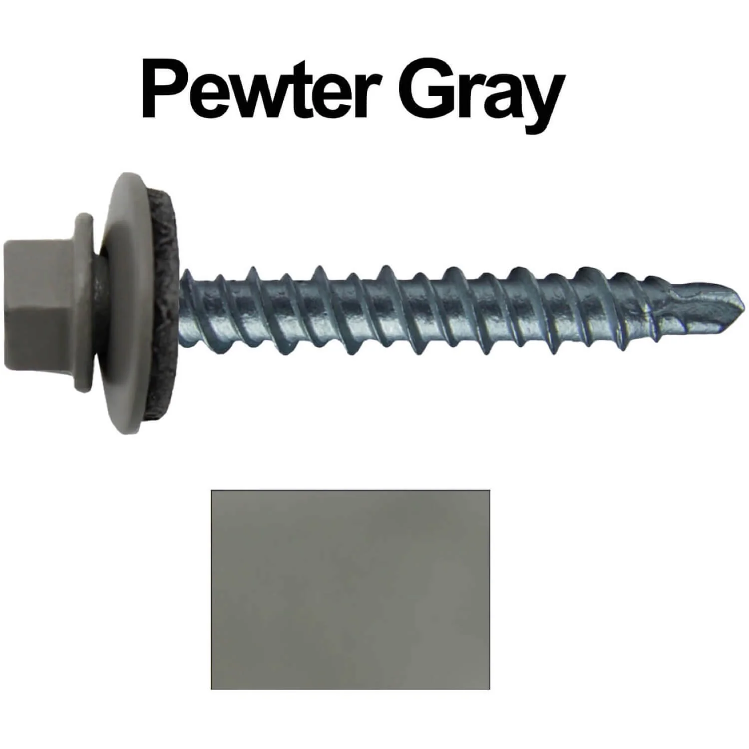 #10 x 1-1/2" Mini Driller Sheet Metal Roofing Screw - Hex Washer Head -  Self starting metal to wood siding screws. EPDM washer. Colored head. - Image 35