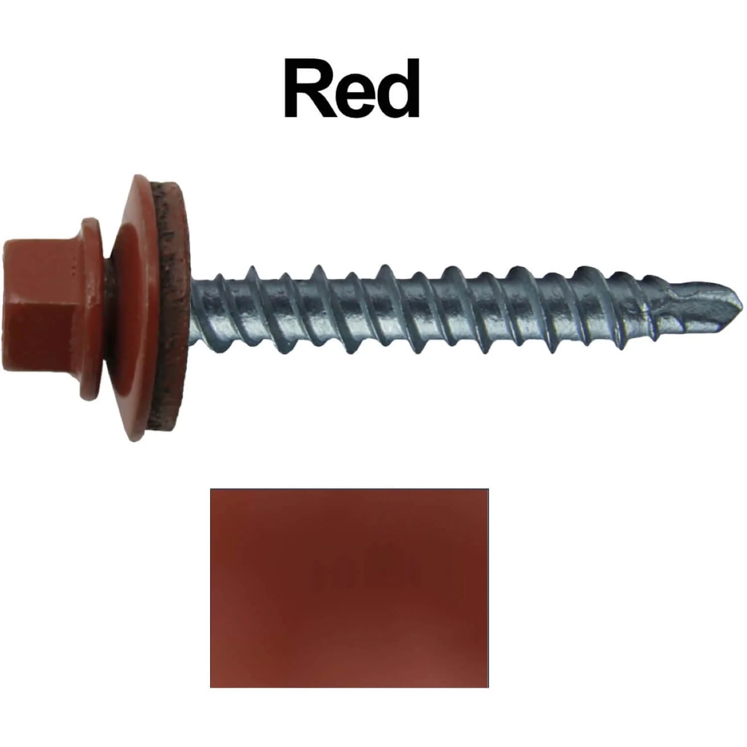 #10 x 1-1/2" Mini Driller Sheet Metal Roofing Screw - Hex Washer Head -  Self starting metal to wood siding screws. EPDM washer. Colored head. - Image 36