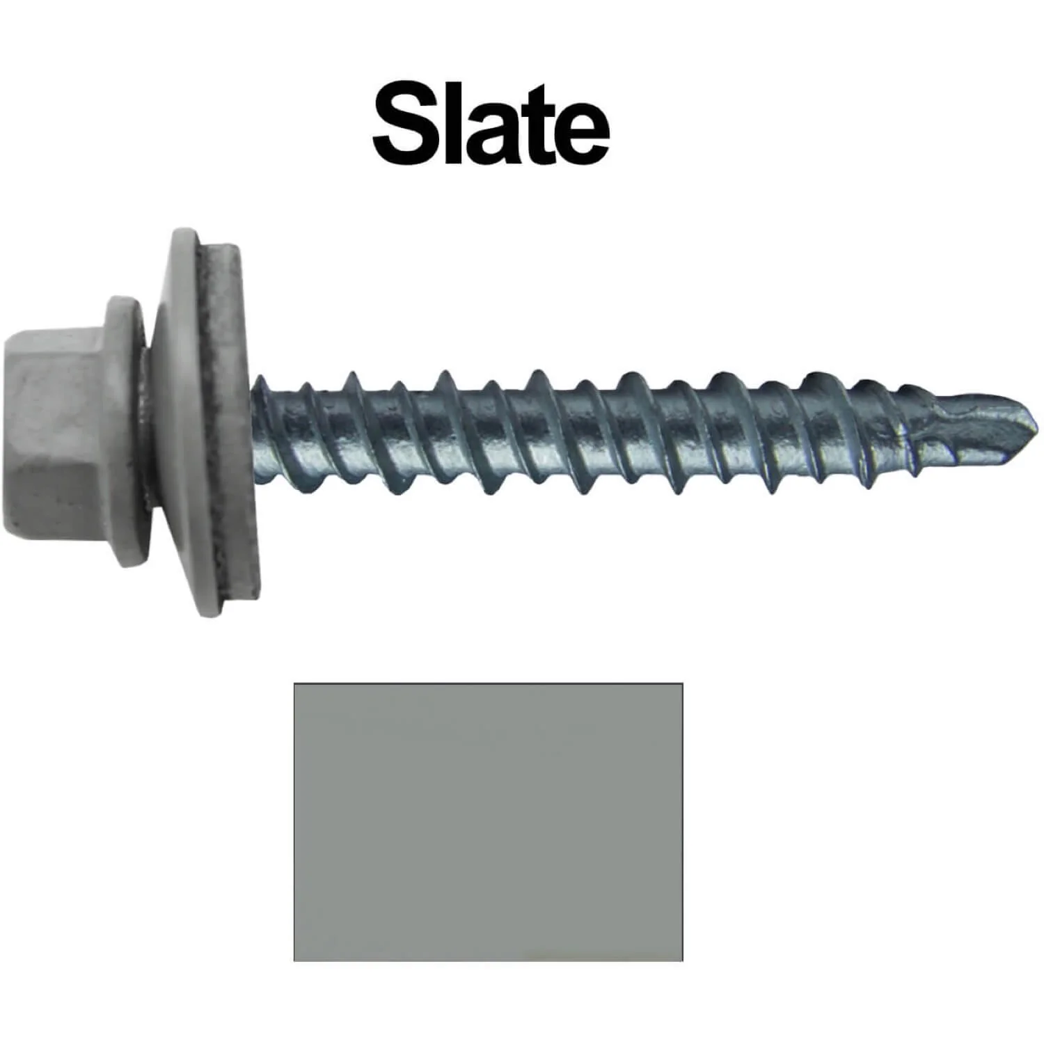 #10 x 1-1/2" Mini Driller Sheet Metal Roofing Screw - Hex Washer Head -  Self starting metal to wood siding screws. EPDM washer. Colored head. - Image 39