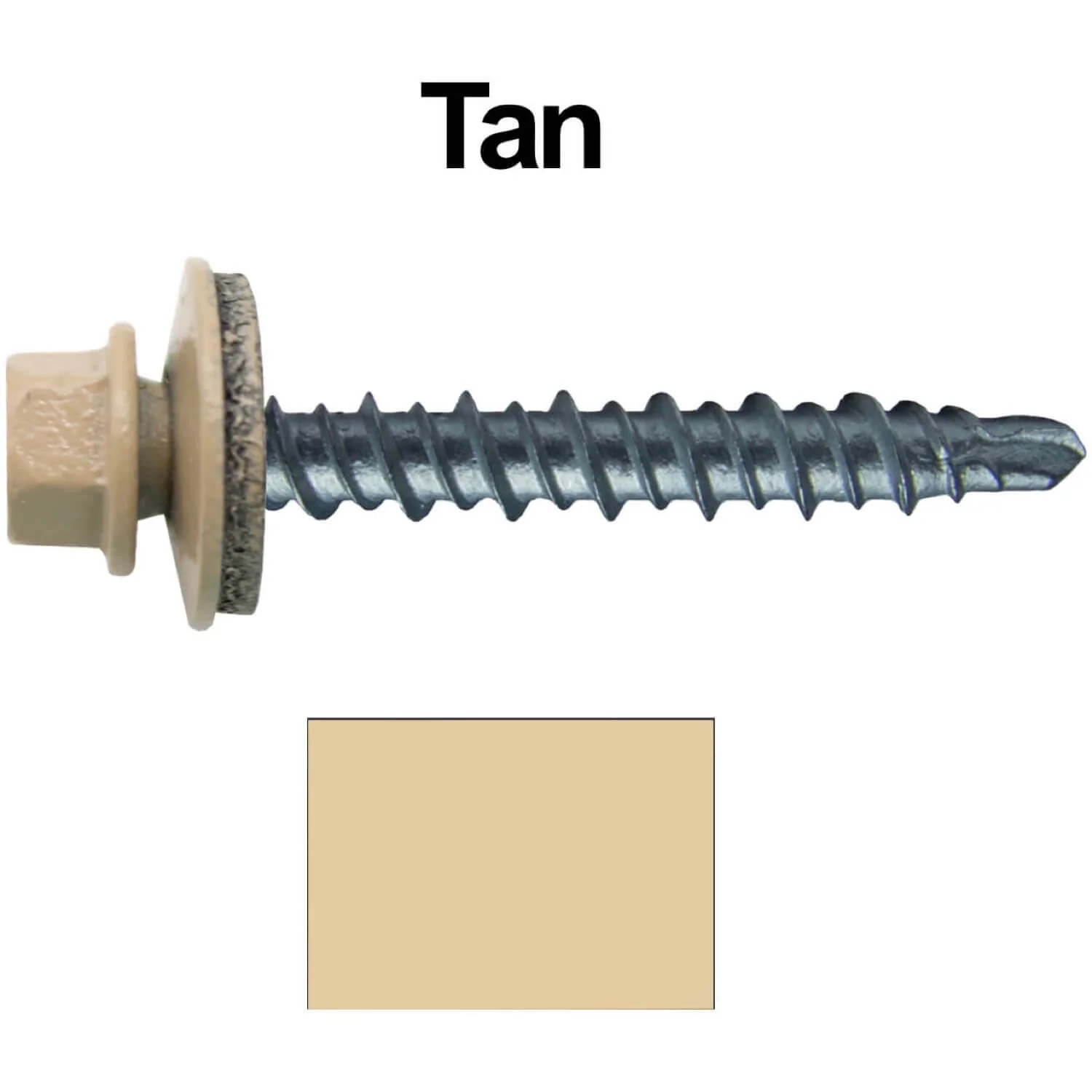 #10 x 1-1/2" Mini Driller Sheet Metal Roofing Screw - Hex Washer Head -  Self starting metal to wood siding screws. EPDM washer. Colored head. - Image 40