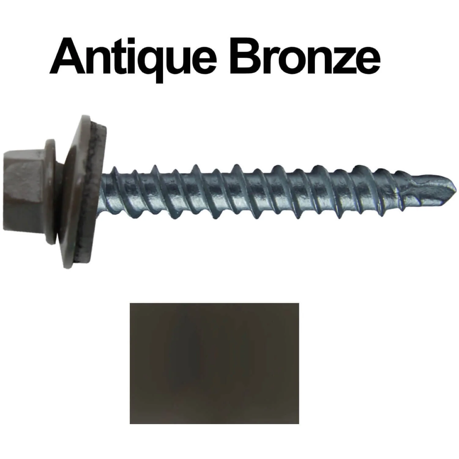 #10 x 1-1/2" Mini Driller Sheet Metal Roofing Screw - Hex Washer Head -  Self starting metal to wood siding screws. EPDM washer. Colored head. - Image 49