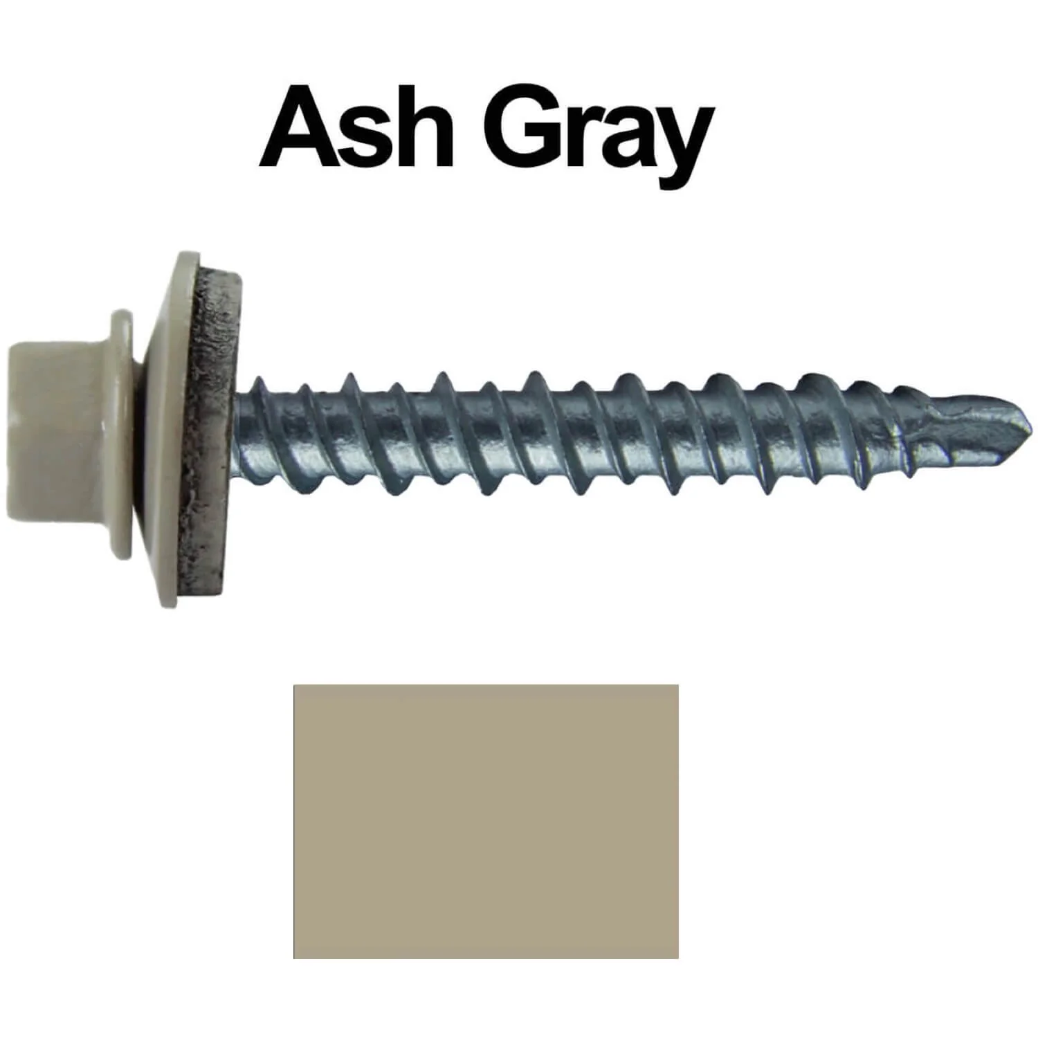 #10 x 1-1/2" Mini Driller Sheet Metal Roofing Screw - Hex Washer Head -  Self starting metal to wood siding screws. EPDM washer. Colored head. - Image 52