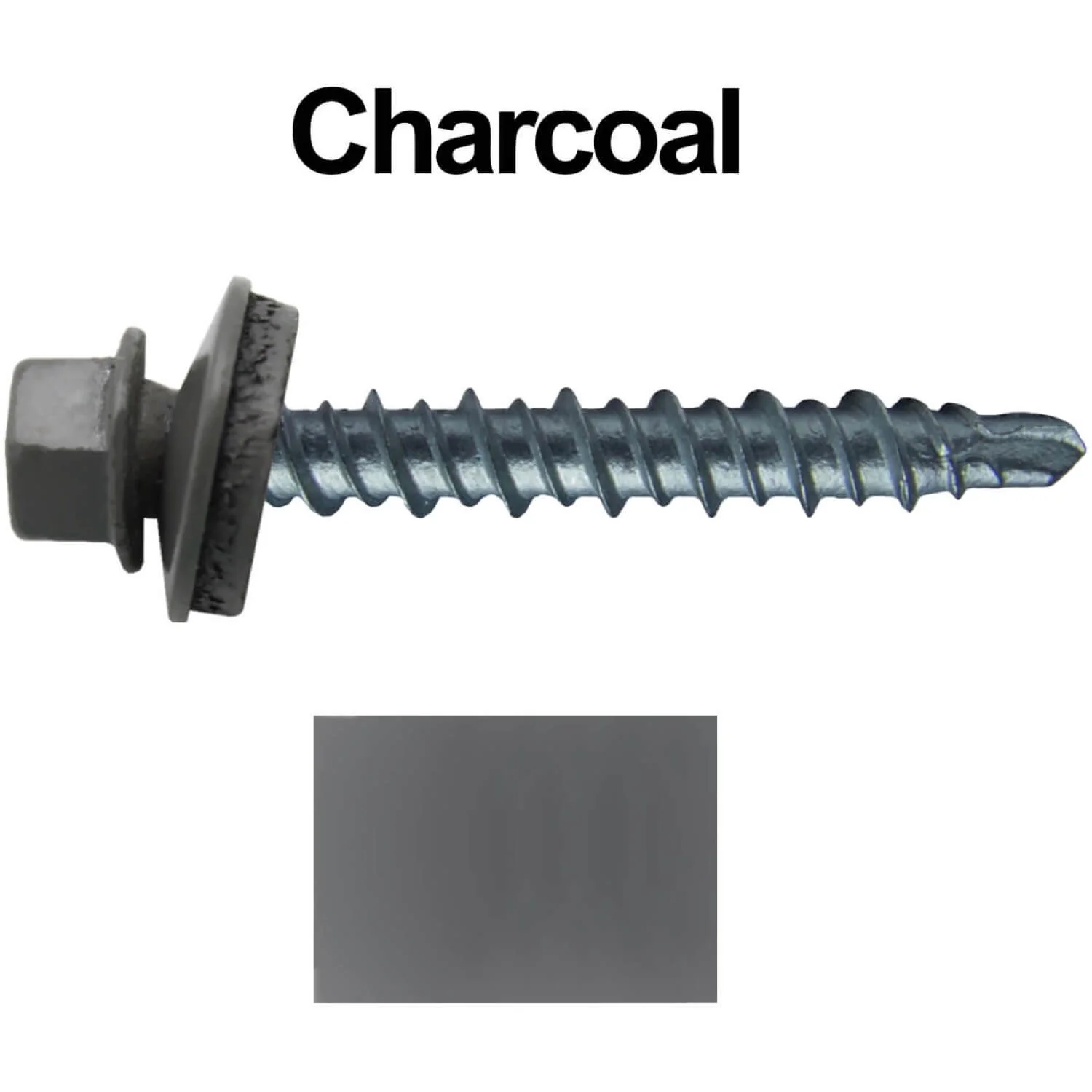 #10 x 1-1/2" Mini Driller Sheet Metal Roofing Screw - Hex Washer Head -  Self starting metal to wood siding screws. EPDM washer. Colored head. - Image 66