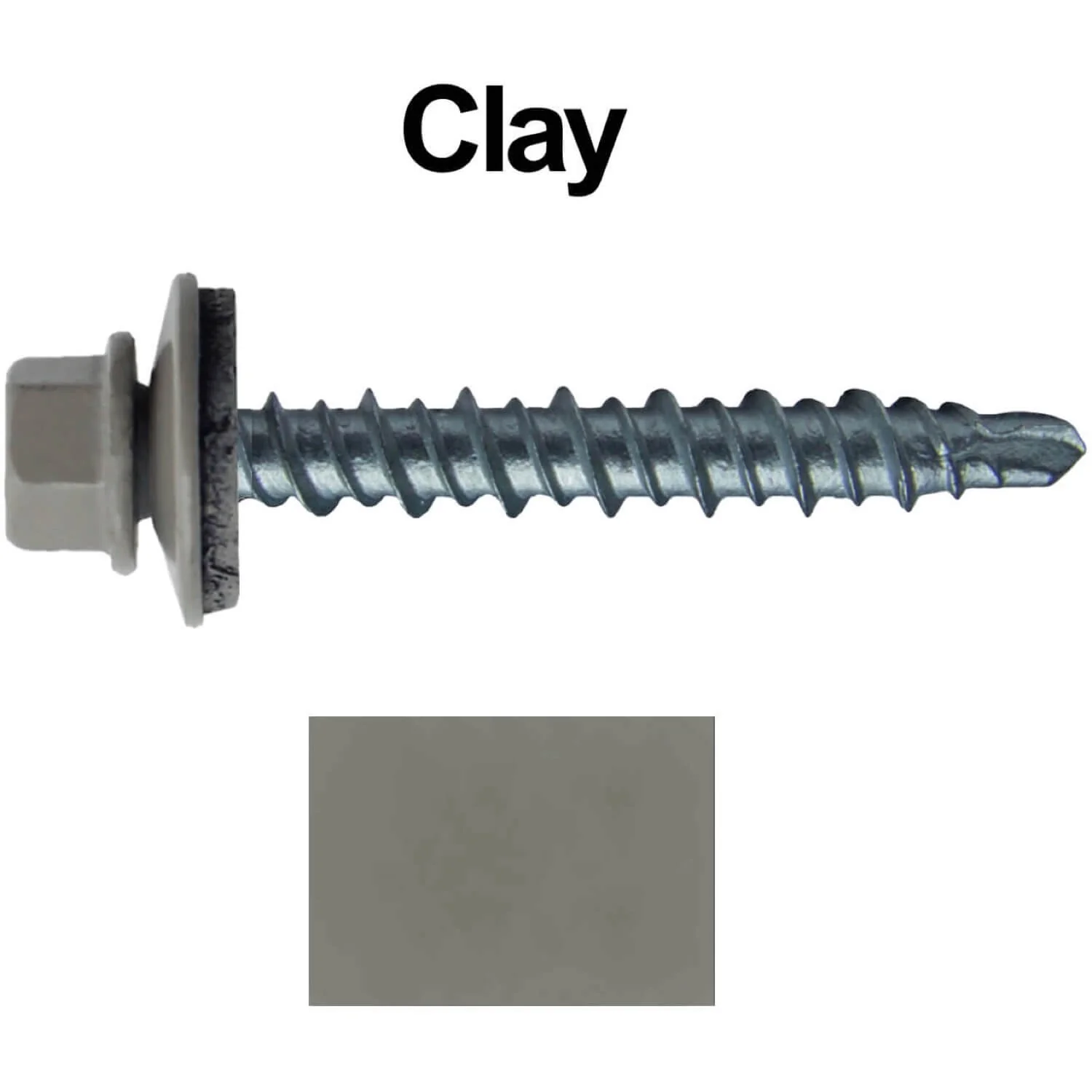 #10 x 1-1/2" Mini Driller Sheet Metal Roofing Screw - Hex Washer Head -  Self starting metal to wood siding screws. EPDM washer. Colored head. - Image 67
