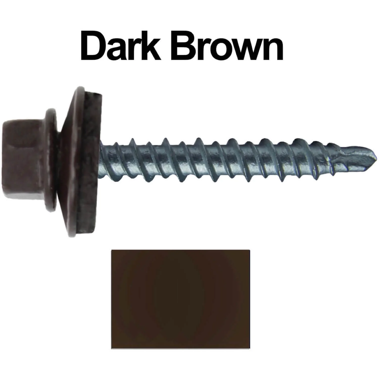 #10 x 1-1/2" Mini Driller Sheet Metal Roofing Screw - Hex Washer Head -  Self starting metal to wood siding screws. EPDM washer. Colored head. - Image 79