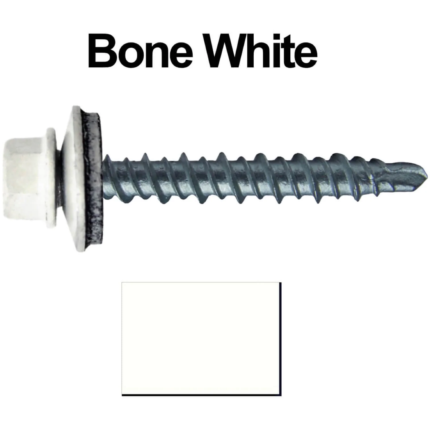 #10 x 1-1/2" Mini Driller Sheet Metal Roofing Screw - Hex Washer Head -  Self starting metal to wood siding screws. EPDM washer. Colored head. - Image 8