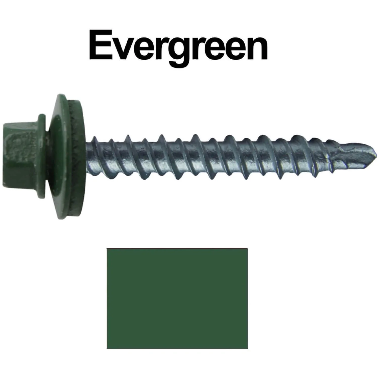 #10 x 1-1/2" Mini Driller Sheet Metal Roofing Screw - Hex Washer Head -  Self starting metal to wood siding screws. EPDM washer. Colored head. - Image 84