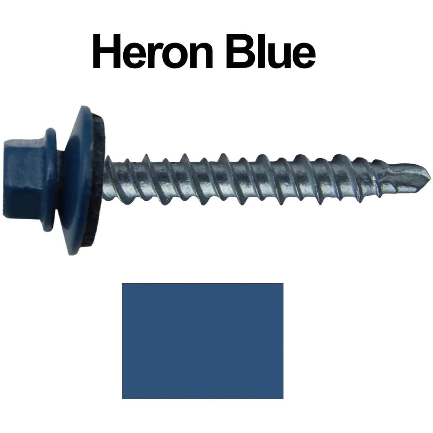 #10 x 1-1/2" Mini Driller Sheet Metal Roofing Screw - Hex Washer Head -  Self starting metal to wood siding screws. EPDM washer. Colored head. - Image 93