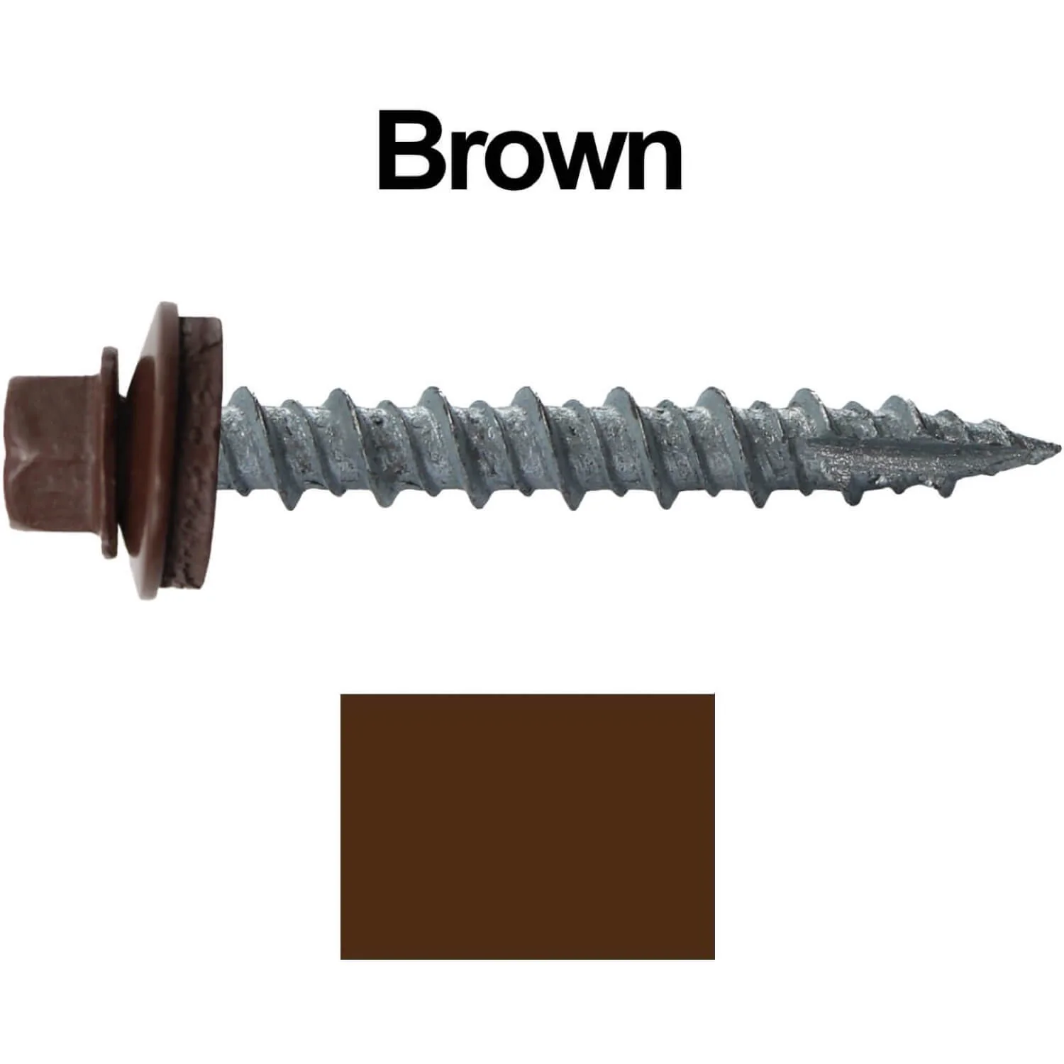 #10 x 1-1/2" Metal ROOFING SCREWS - Hex Washer Head - Self starting/self tapping - EPDM washer. Colored head. - Image 11