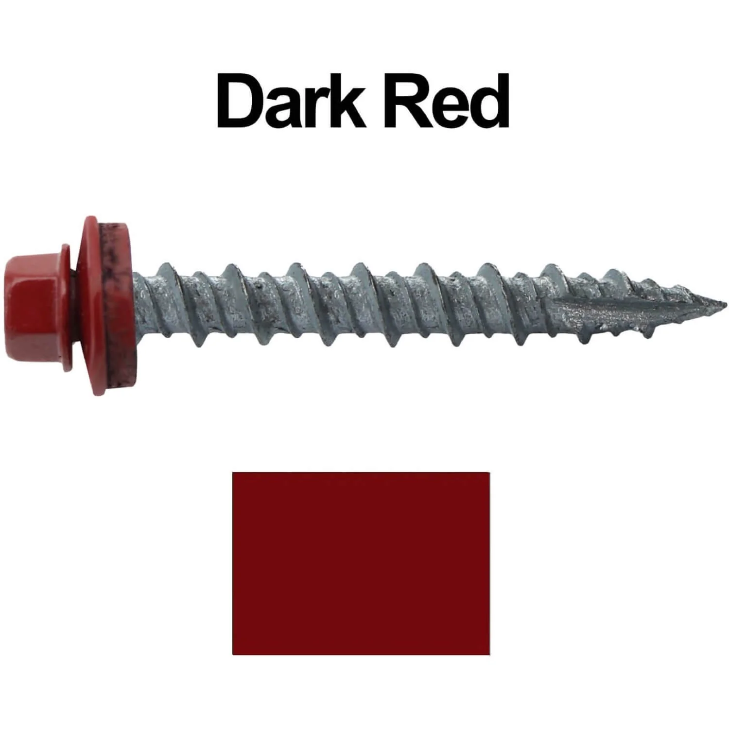 #10 x 1-1/2" Metal ROOFING SCREWS - Hex Washer Head - Self starting/self tapping - EPDM washer. Colored head. - Image 124