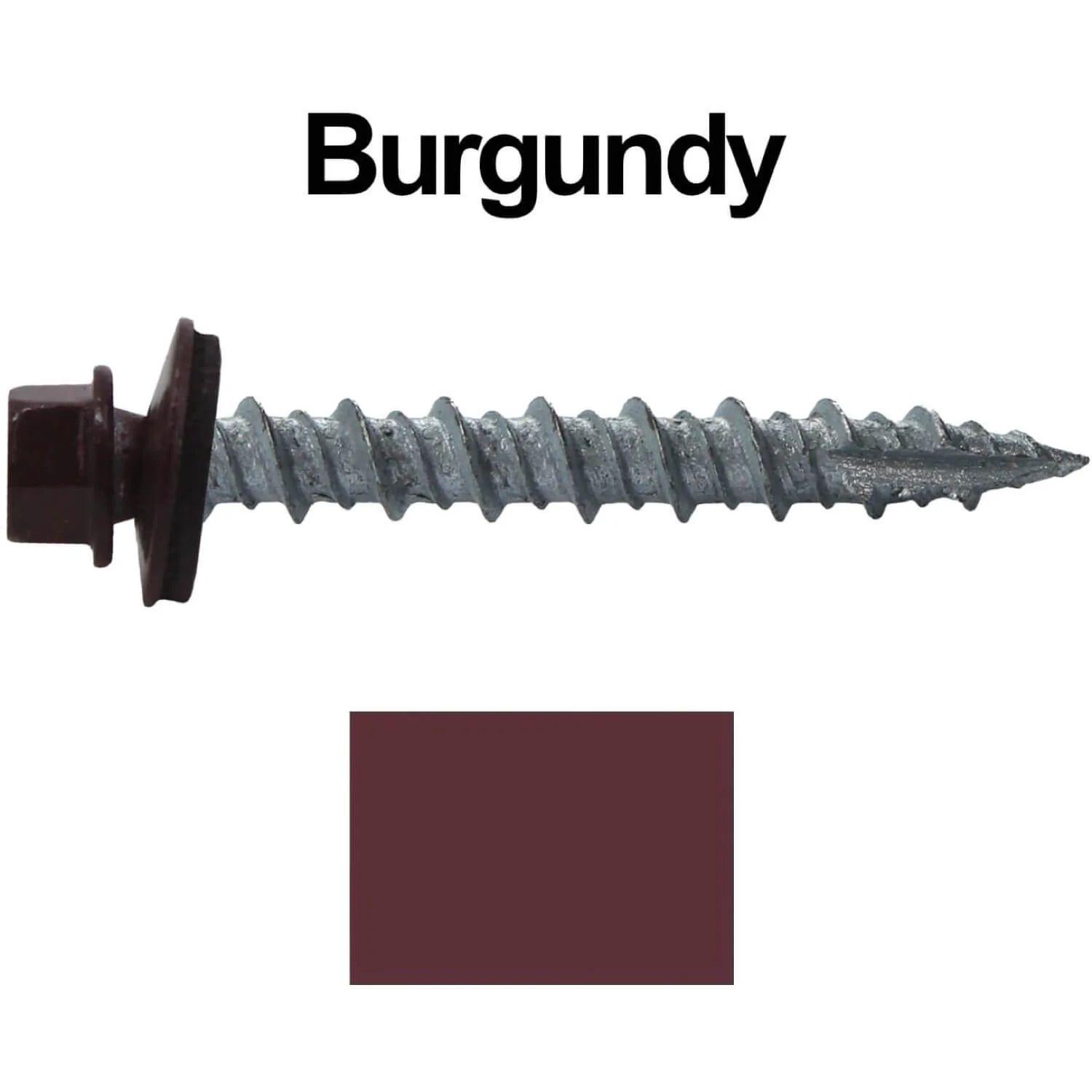 #10 x 1-1/2" Metal ROOFING SCREWS - Hex Washer Head - Self starting/self tapping - EPDM washer. Colored head. - Image 15