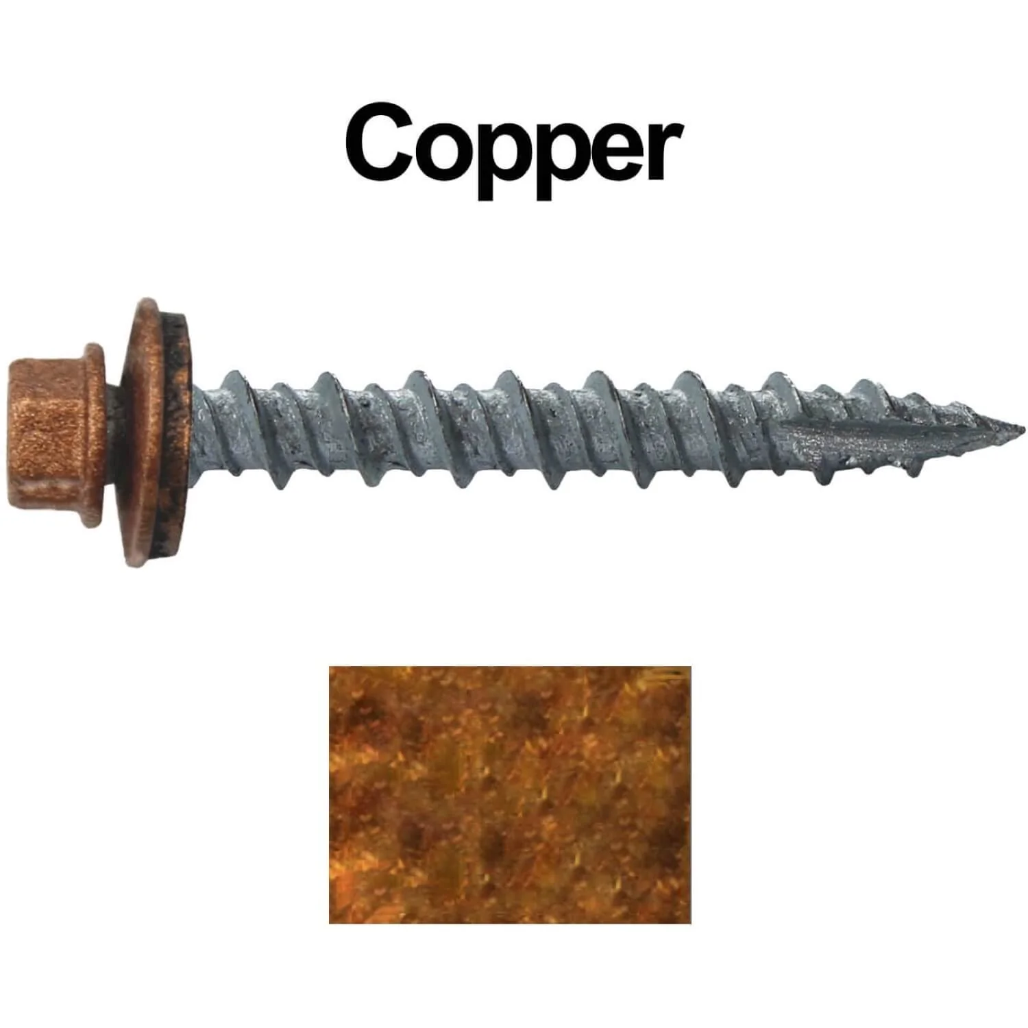 #10 x 1-1/2" Metal ROOFING SCREWS - Hex Washer Head - Self starting/self tapping - EPDM washer. Colored head. - Image 16