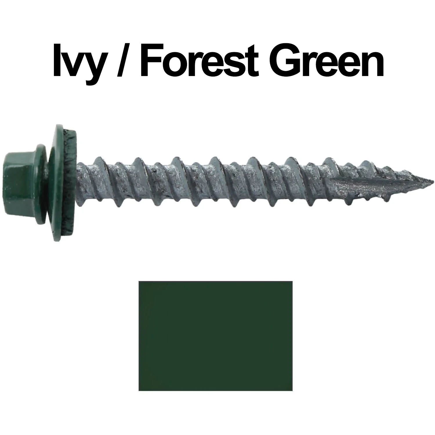 #10 x 1-1/2" Metal ROOFING SCREWS - Hex Washer Head - Self starting/self tapping - EPDM washer. Colored head. - Image 18