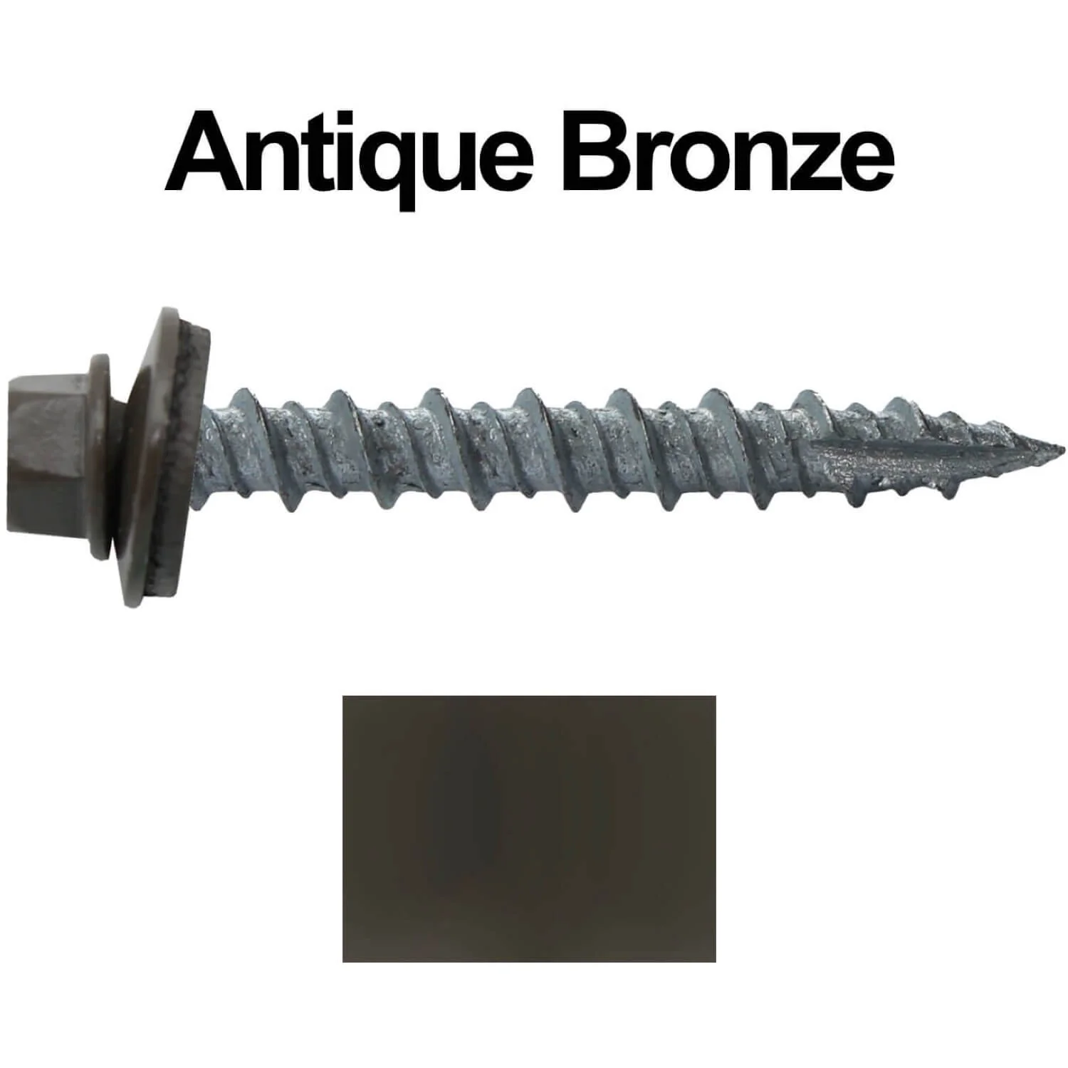 #10 x 1-1/2" Metal ROOFING SCREWS - Hex Washer Head - Self starting/self tapping - EPDM washer. Colored head. - Image 26