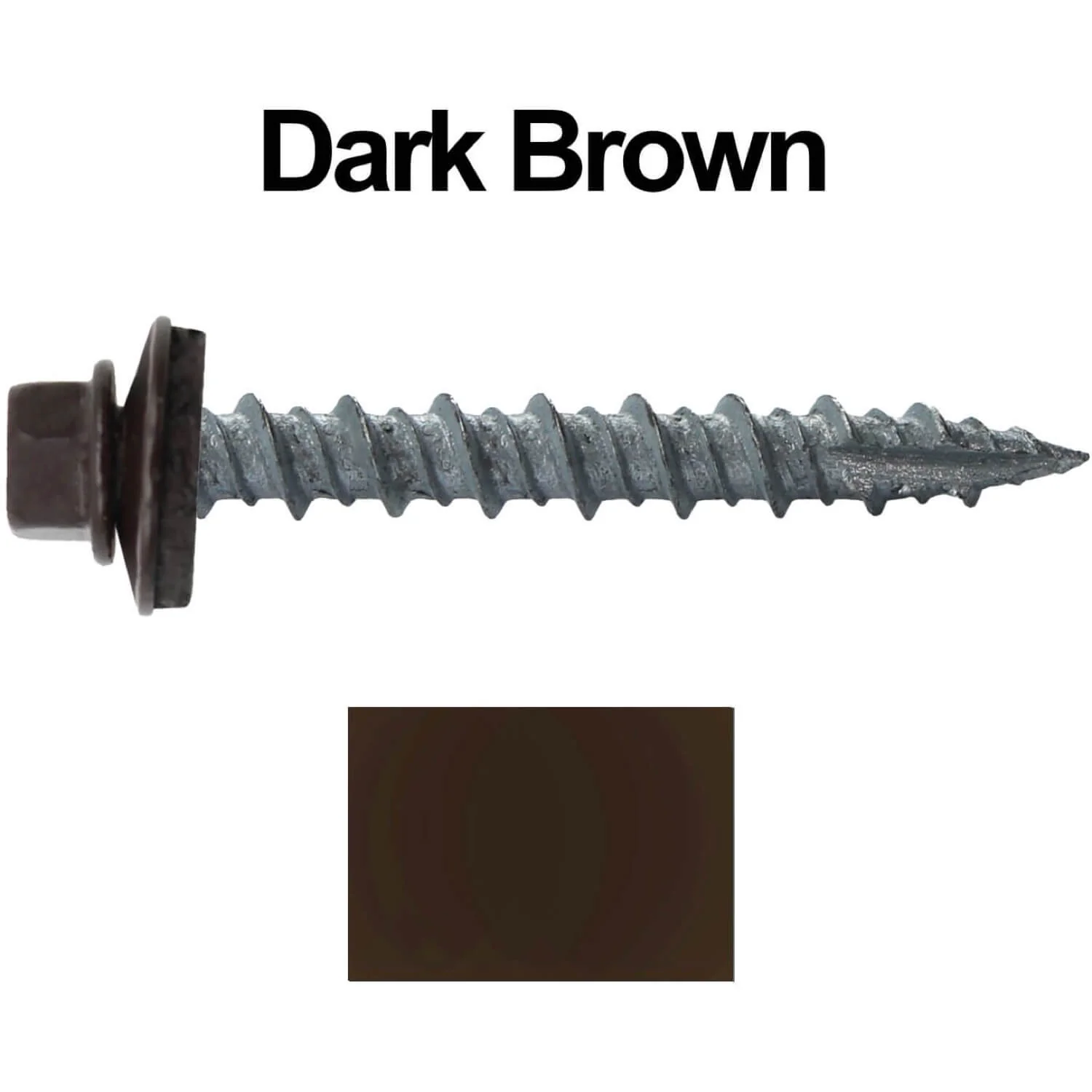 #10 x 1-1/2" Metal ROOFING SCREWS - Hex Washer Head - Self starting/self tapping - EPDM washer. Colored head. - Image 27