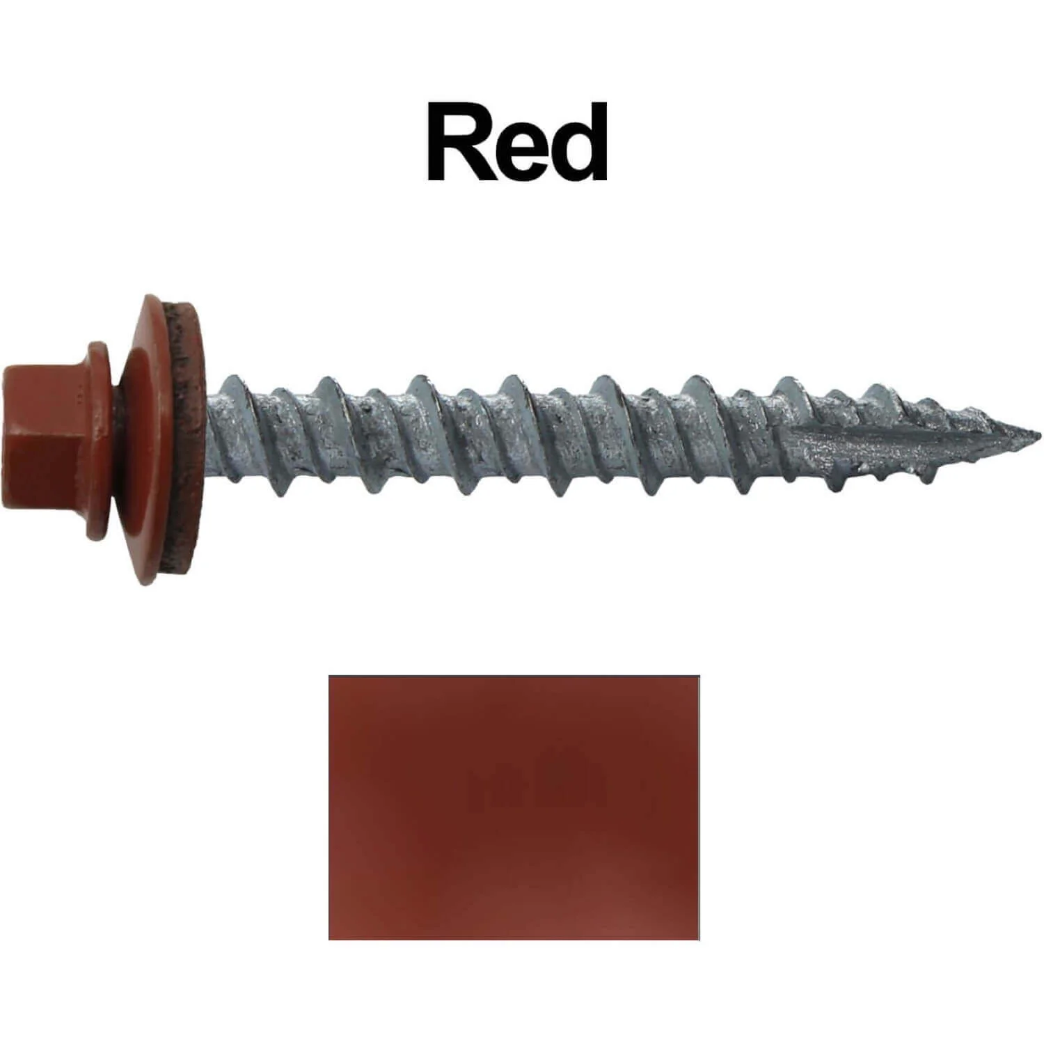 #10 x 1-1/2" Metal ROOFING SCREWS - Hex Washer Head - Self starting/self tapping - EPDM washer. Colored head. - Image 28