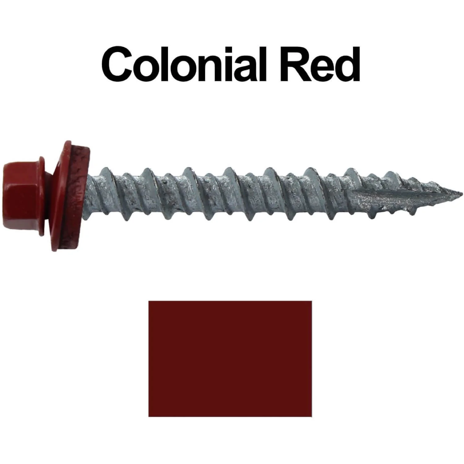 #10 x 1-1/2" Metal ROOFING SCREWS - Hex Washer Head - Self starting/self tapping - EPDM washer. Colored head. - Image 29