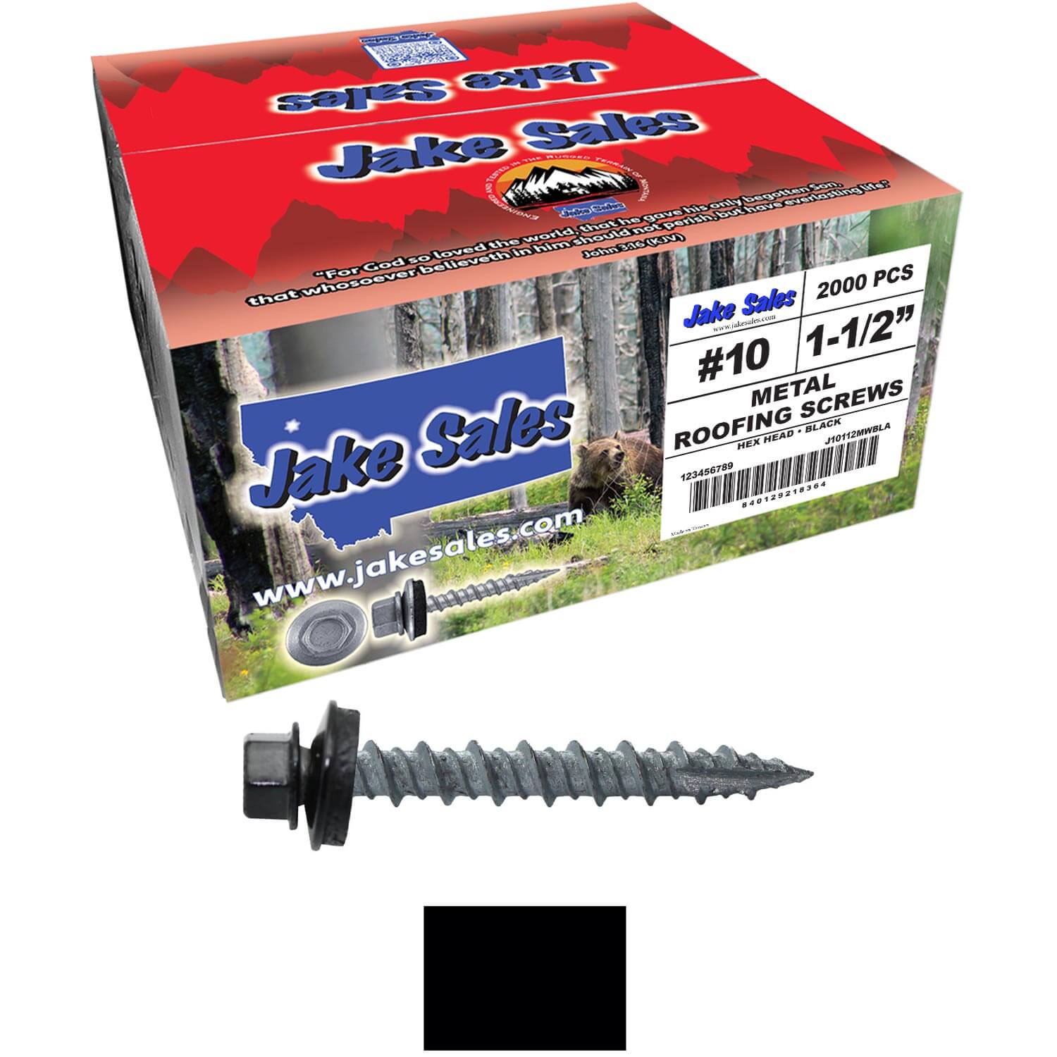 #10 x 1-1/2" Metal ROOFING SCREWS - Hex Washer Head - Self starting/self tapping - EPDM washer. Colored head. - Image 47