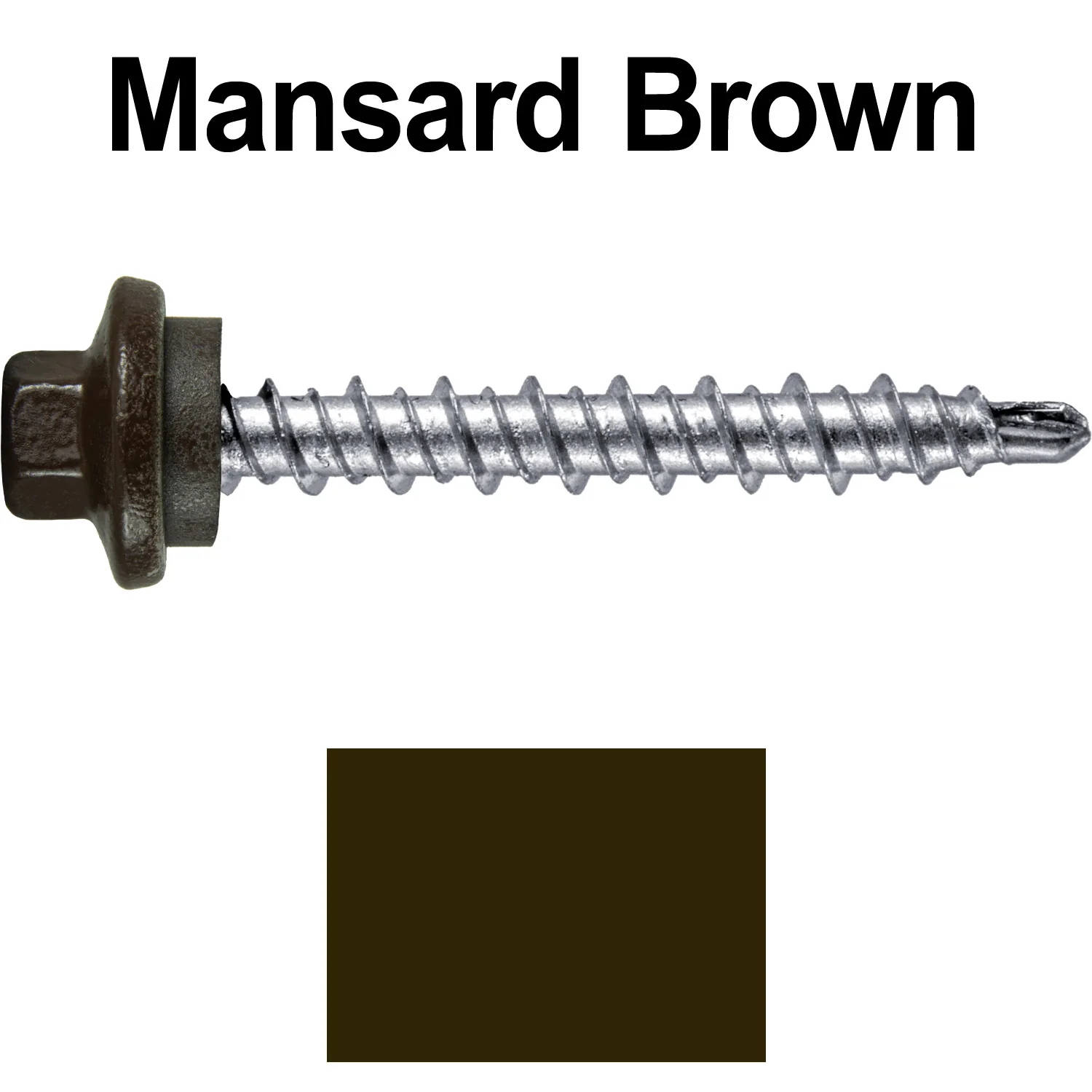 #10 x 1-1/2" Stainless Steel Mini Driller Sheet Metal Roofing Screw - Hex Washer Cap - Self starting metal to wood siding screws - EPDM washer. Colored head. - Image 106