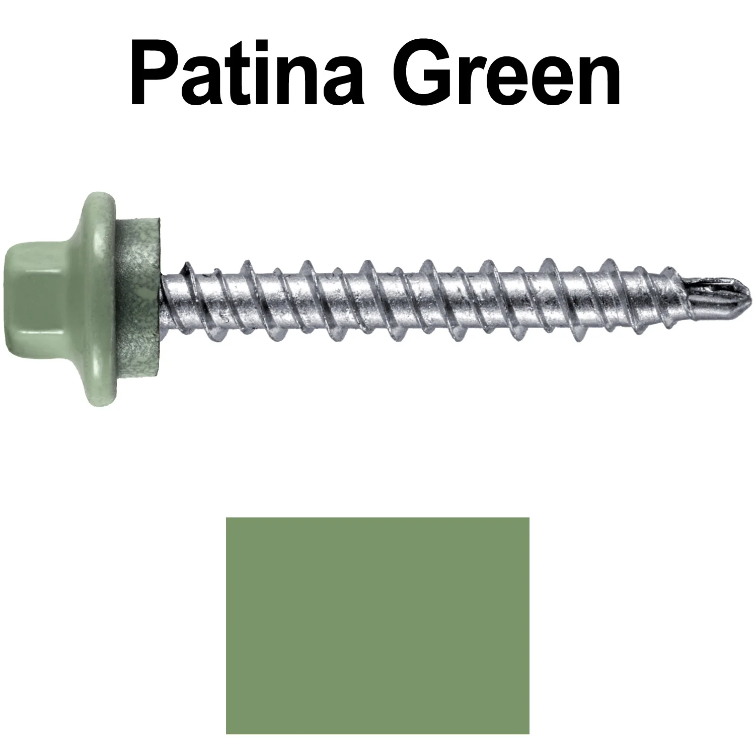 #10 x 1-1/2" Stainless Steel Mini Driller Sheet Metal Roofing Screw - Hex Washer Cap - Self starting metal to wood siding screws - EPDM washer. Colored head. - Image 113