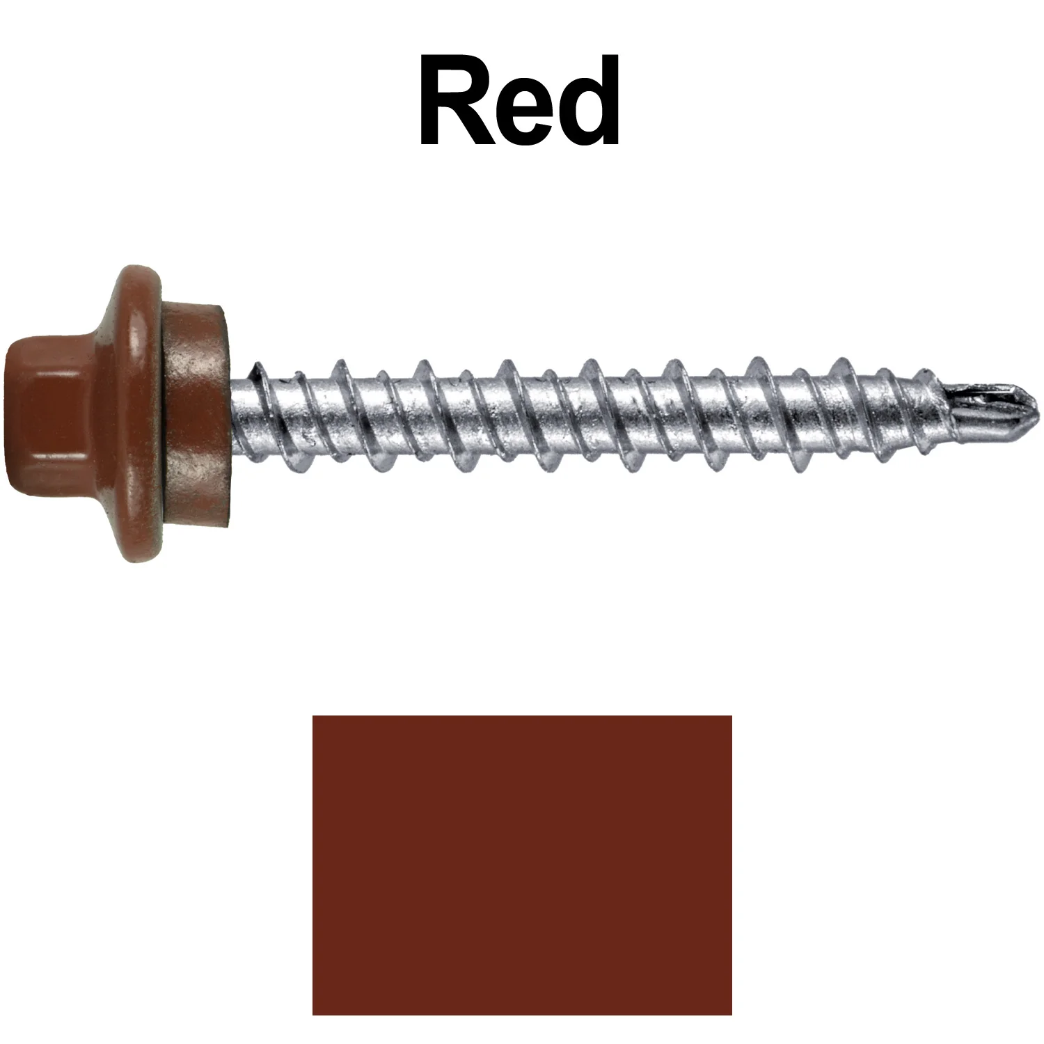 #10 x 1-1/2" Stainless Steel Mini Driller Sheet Metal Roofing Screw - Hex Washer Cap - Self starting metal to wood siding screws - EPDM washer. Colored head. - Image 117
