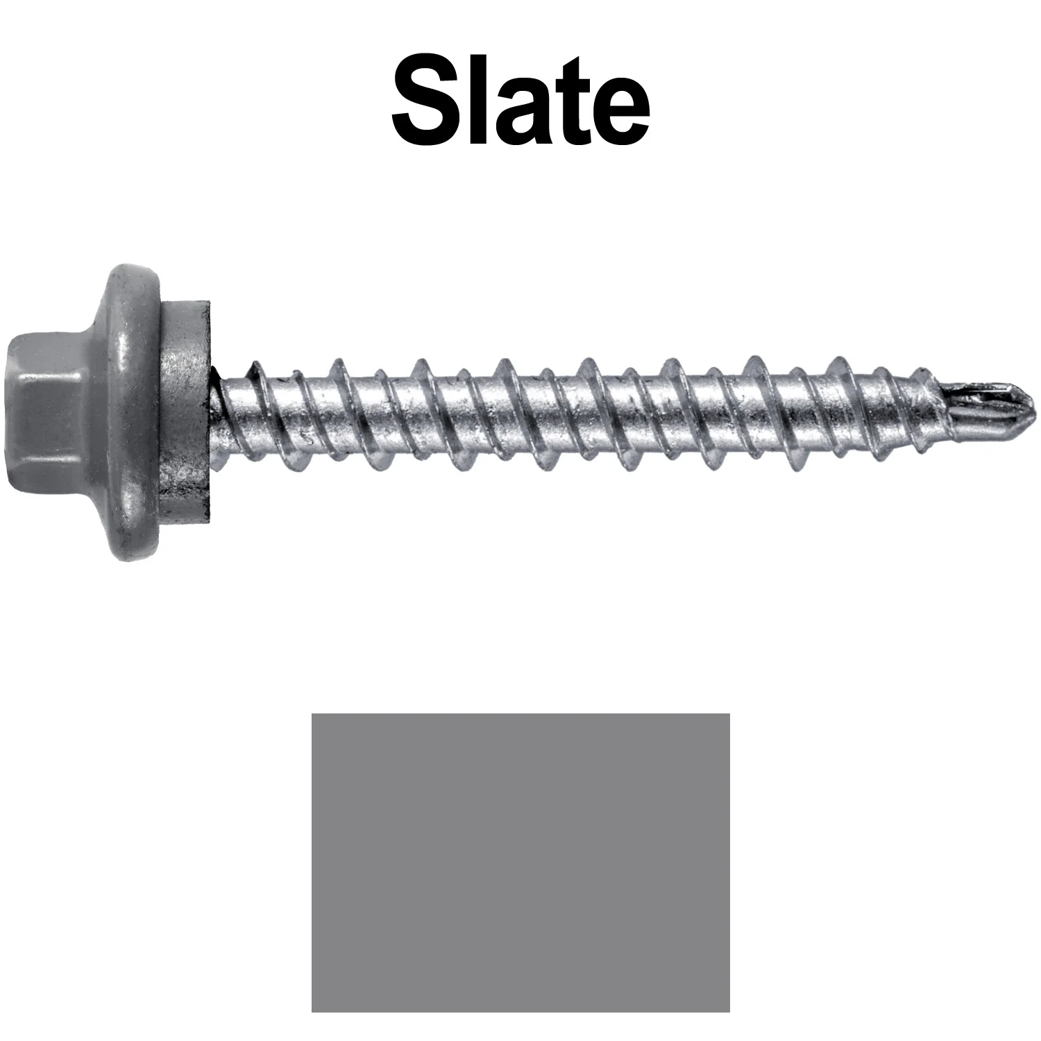 #10 x 1-1/2" Stainless Steel Mini Driller Sheet Metal Roofing Screw - Hex Washer Cap - Self starting metal to wood siding screws - EPDM washer. Colored head. - Image 118