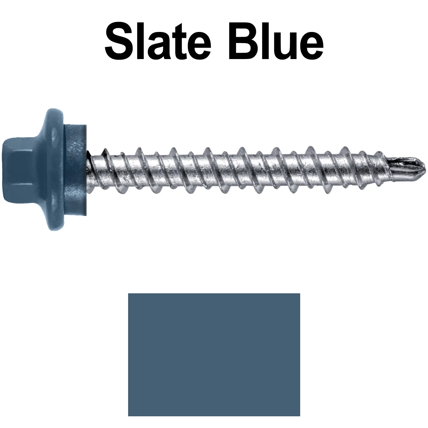 #10 x 1-1/2" Stainless Steel Mini Driller Sheet Metal Roofing Screw - Hex Washer Cap - Self starting metal to wood siding screws - EPDM washer. Colored head. - Image 120