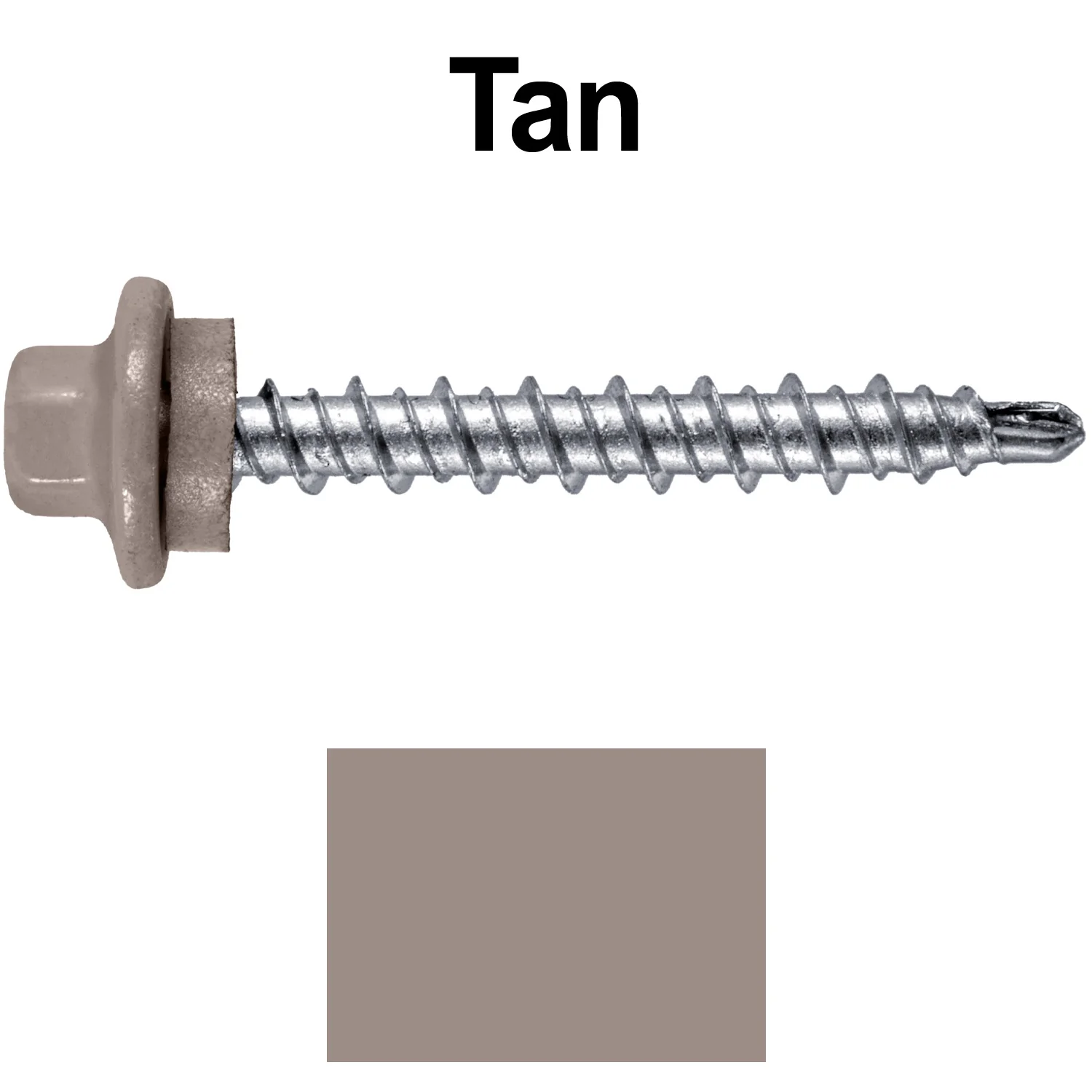 #10 x 1-1/2" Stainless Steel Mini Driller Sheet Metal Roofing Screw - Hex Washer Cap - Self starting metal to wood siding screws - EPDM washer. Colored head. - Image 124
