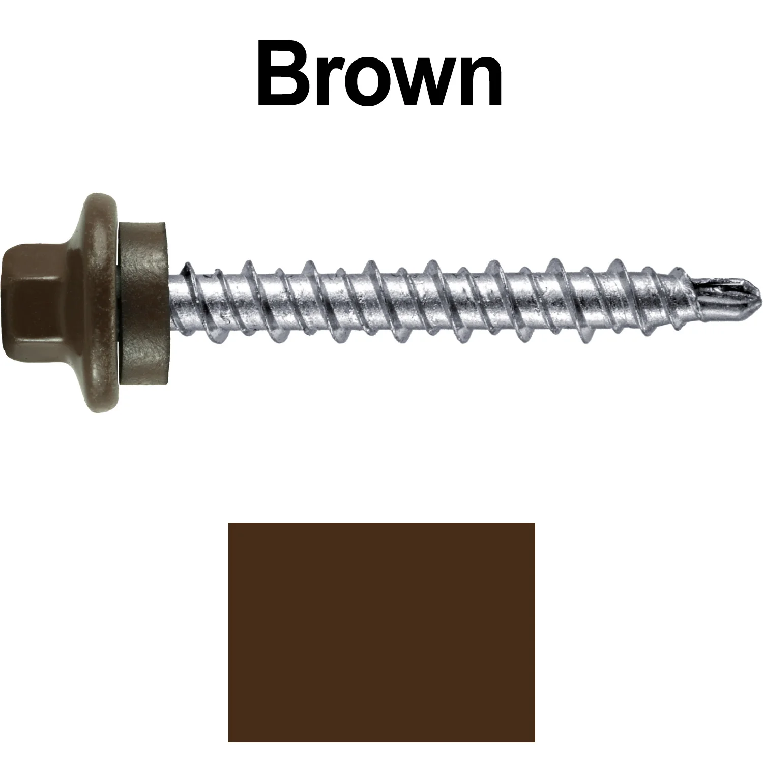 #10 x 1-1/2" Stainless Steel Mini Driller Sheet Metal Roofing Screw - Hex Washer Cap - Self starting metal to wood siding screws - EPDM washer. Colored head. - Image 13