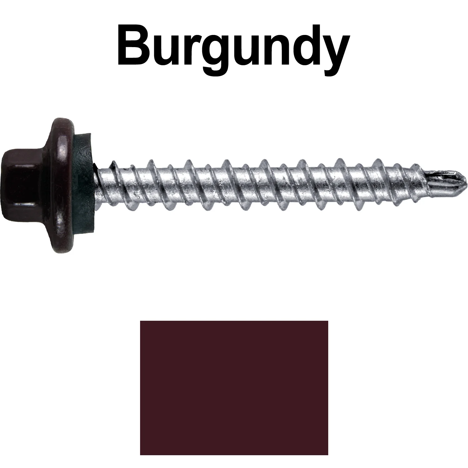 #10 x 1-1/2" Stainless Steel Mini Driller Sheet Metal Roofing Screw - Hex Washer Cap - Self starting metal to wood siding screws - EPDM washer. Colored head. - Image 15
